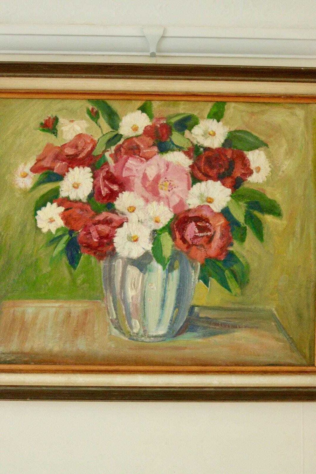 Original European Oil On  Panel Painting – “Floral Display”  – Vintage & Framed    60 X 50 Cm (23.6" X 19.7") photo for sale