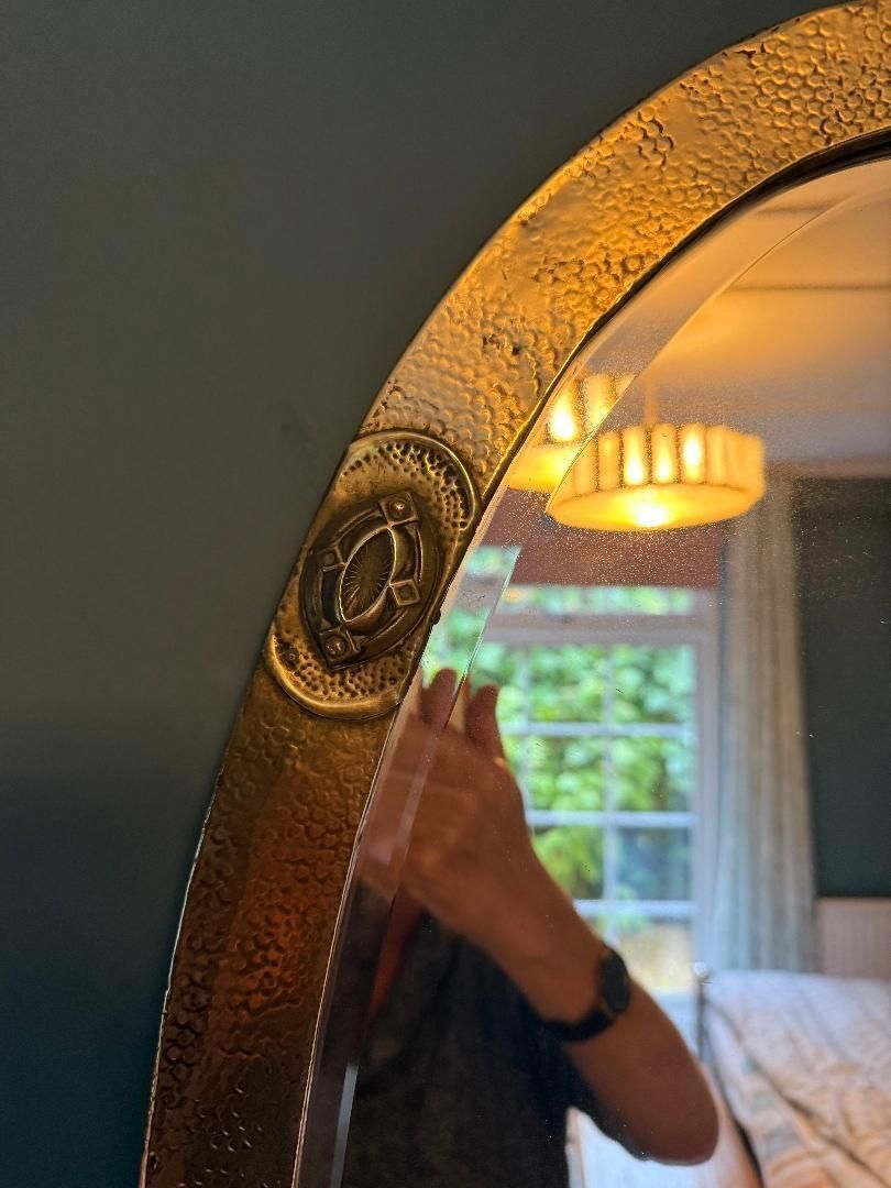 Liberty Of London 1910 Arts & Crafts Beaten Brass Bevelled Mirror photo Home Decor