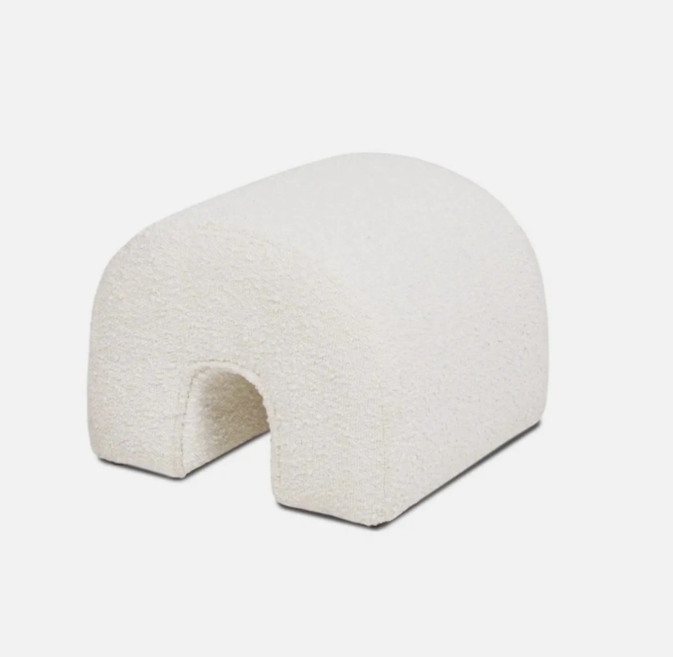 Ennifer Taylor Home Bridge 15" Arched Upholstered Footstool Ottoman Ivory White Boucle photo furniture