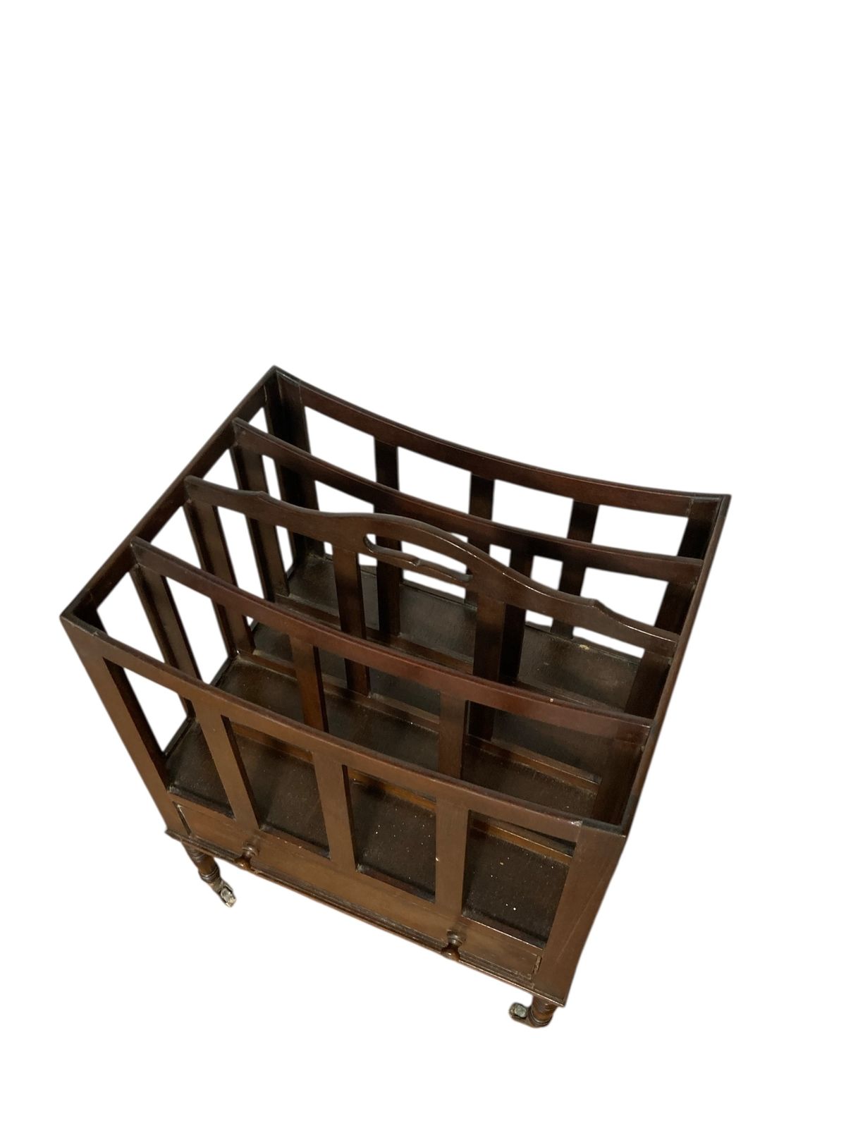 Antique Mahogany Canterbury Magazine Or Paper Rack Single Drawer photo vintage