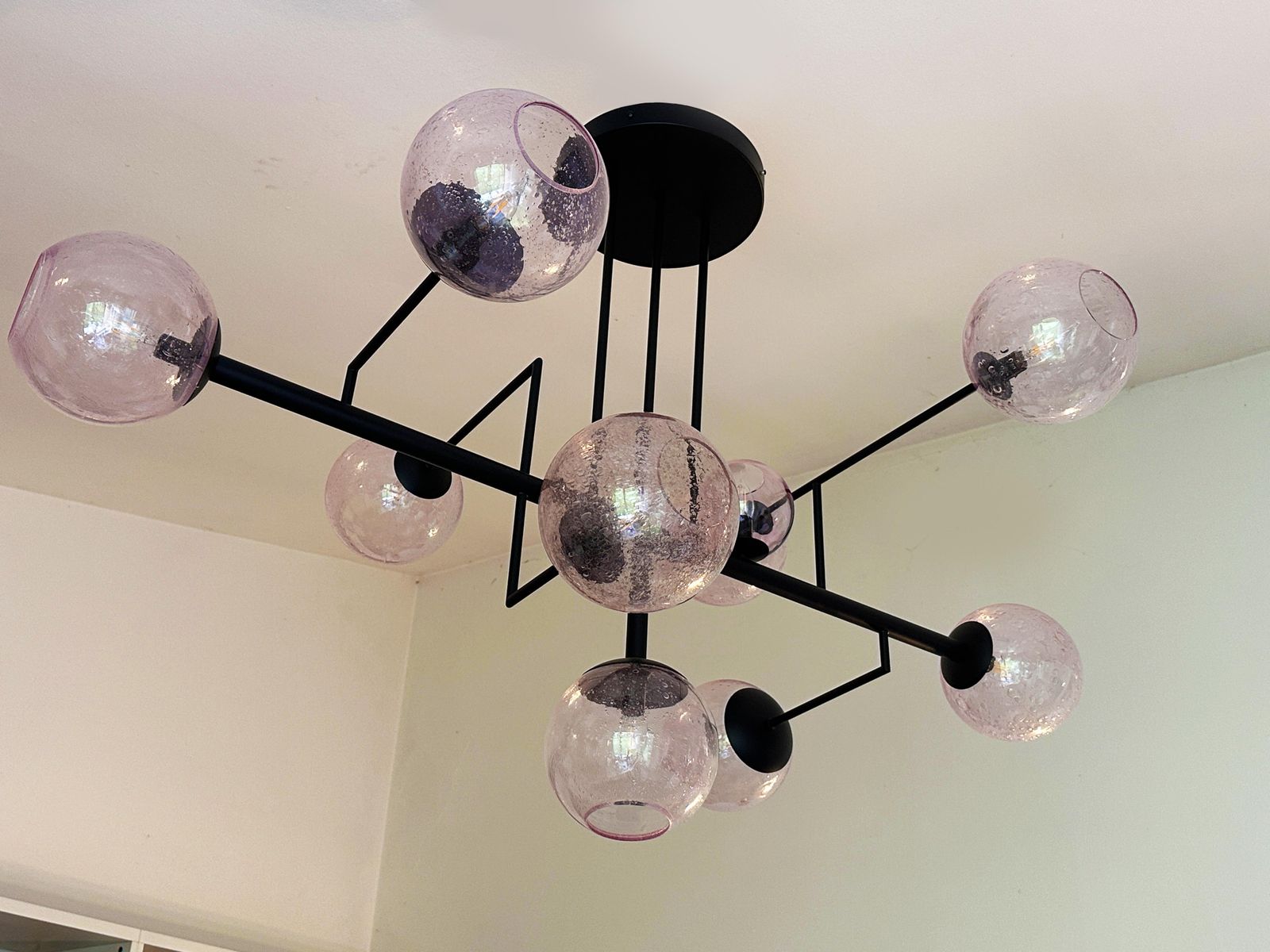 Contemporary Pink "Pulegoso" Spheres Murano Glass Sputnik Chandelier By Simoeng photo 11804.0