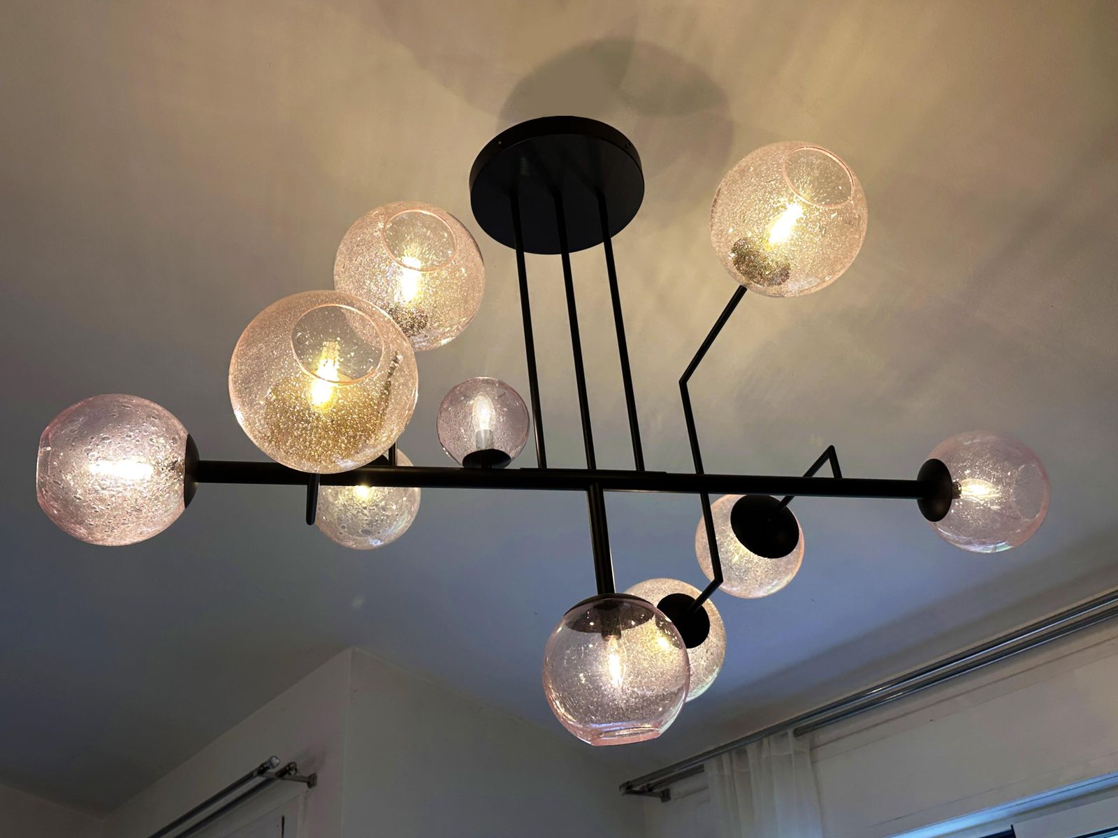 Contemporary Pink "Pulegoso" Spheres Murano Glass Sputnik Chandelier By Simoeng photo buy