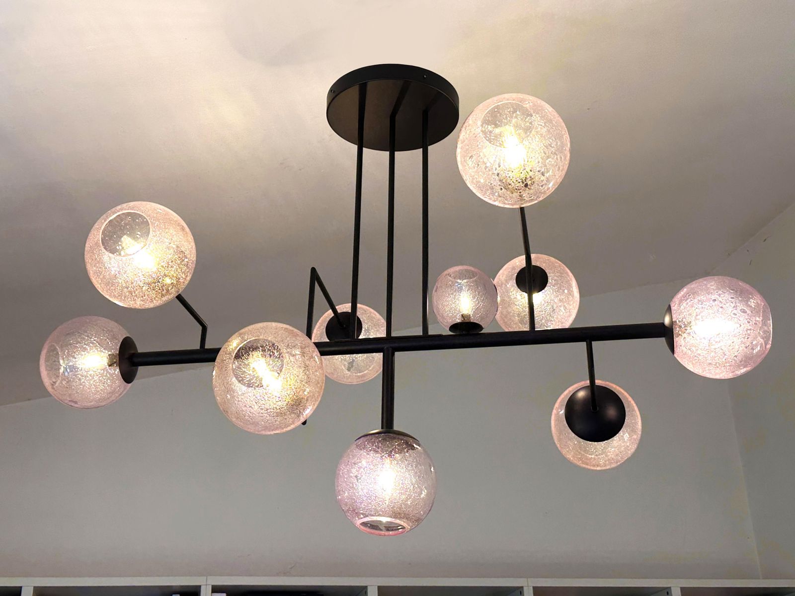 Contemporary Pink "Pulegoso" Spheres Murano Glass Sputnik Chandelier By Simoeng photo vintage