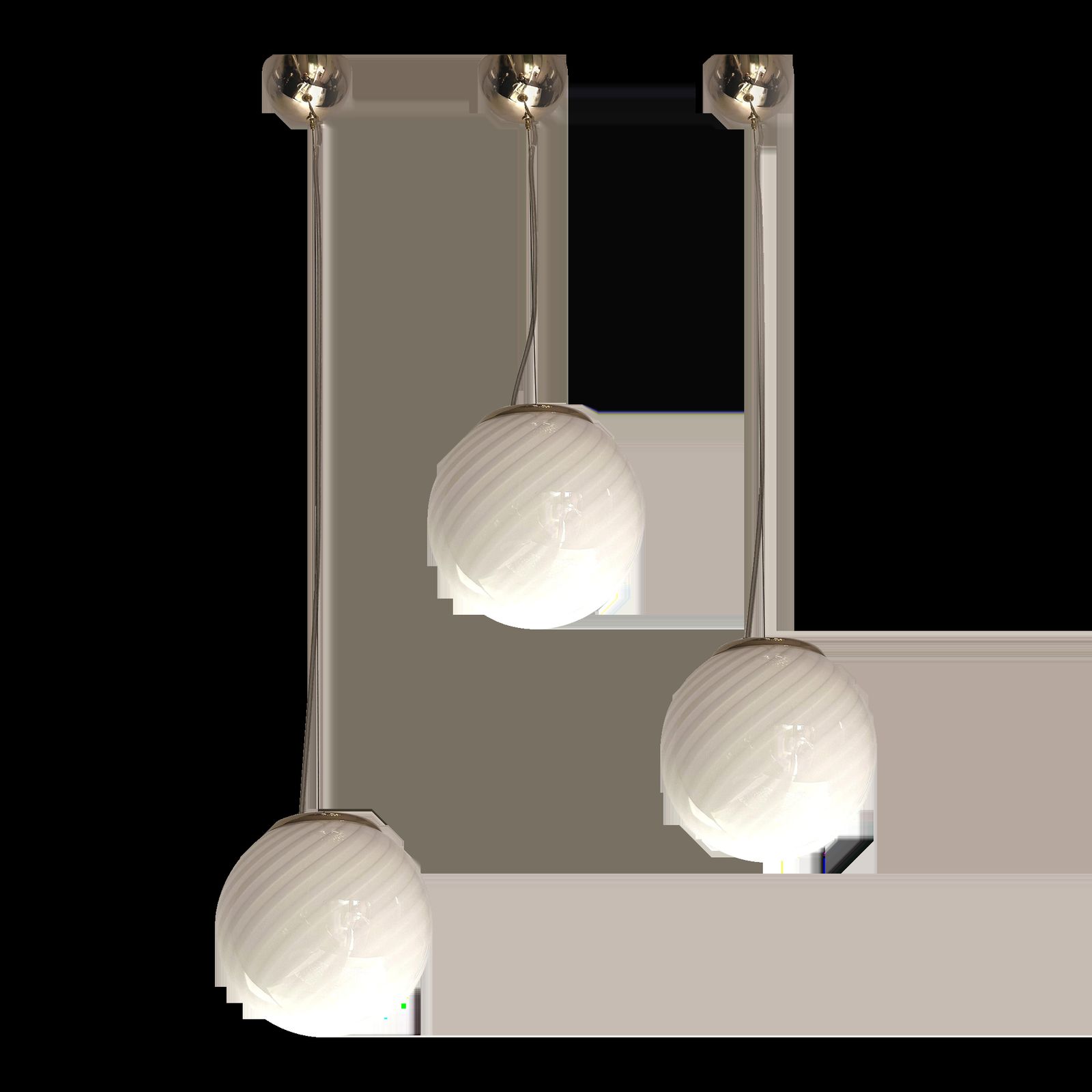 Contemporary Milky White Sphres Murano Glass Pendant   Set Of 3