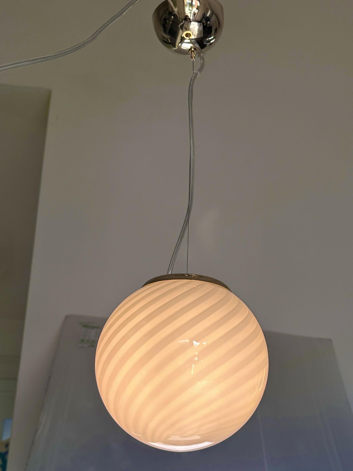 Contemporary Milky White Sphres Murano Glass Pendant   Set Of 3 photo Lighting