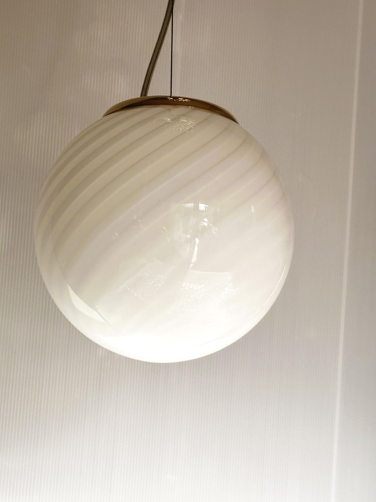 Contemporary Milky White Sphres Murano Glass Pendant   Set Of 3 photo vinterior