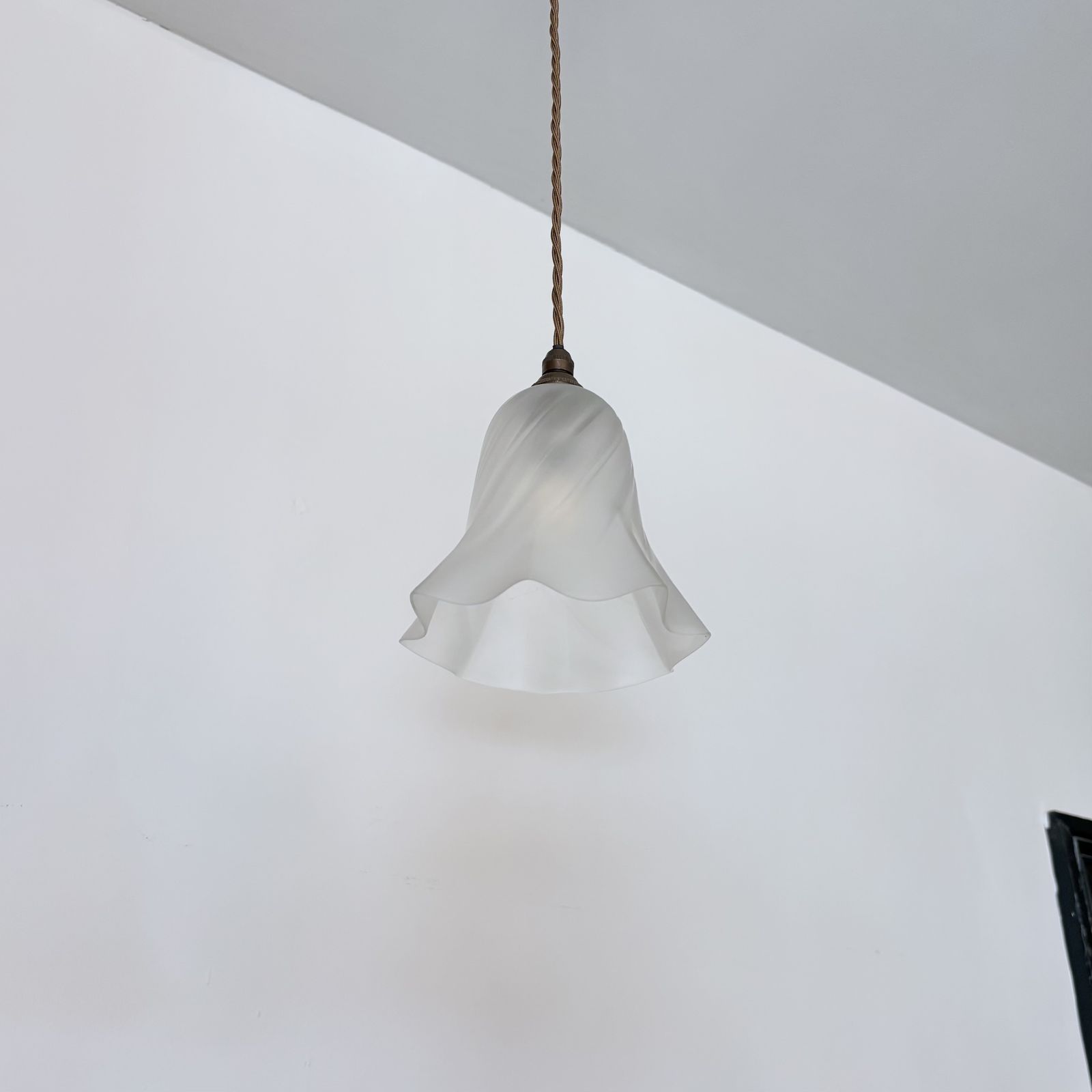 Fluted Frosted Glass Shade, 1800s photo for sale
