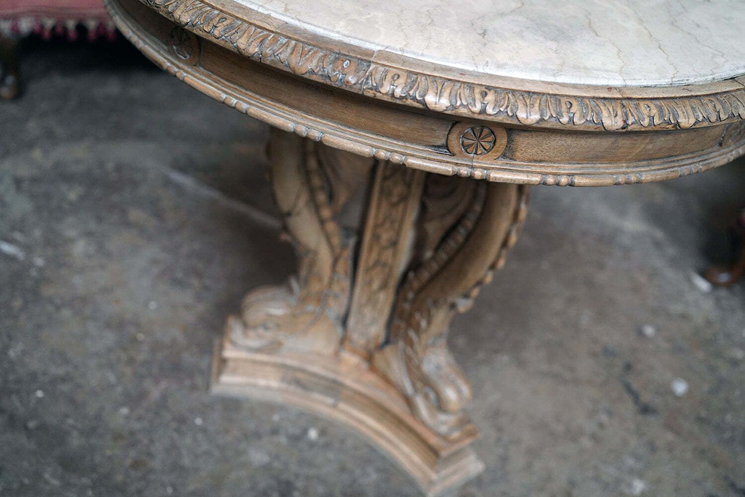 photo vinterior A 2nd Empire Period Fruitwood, Beech & Fior Di Bosco Marble Guéridon C.1860