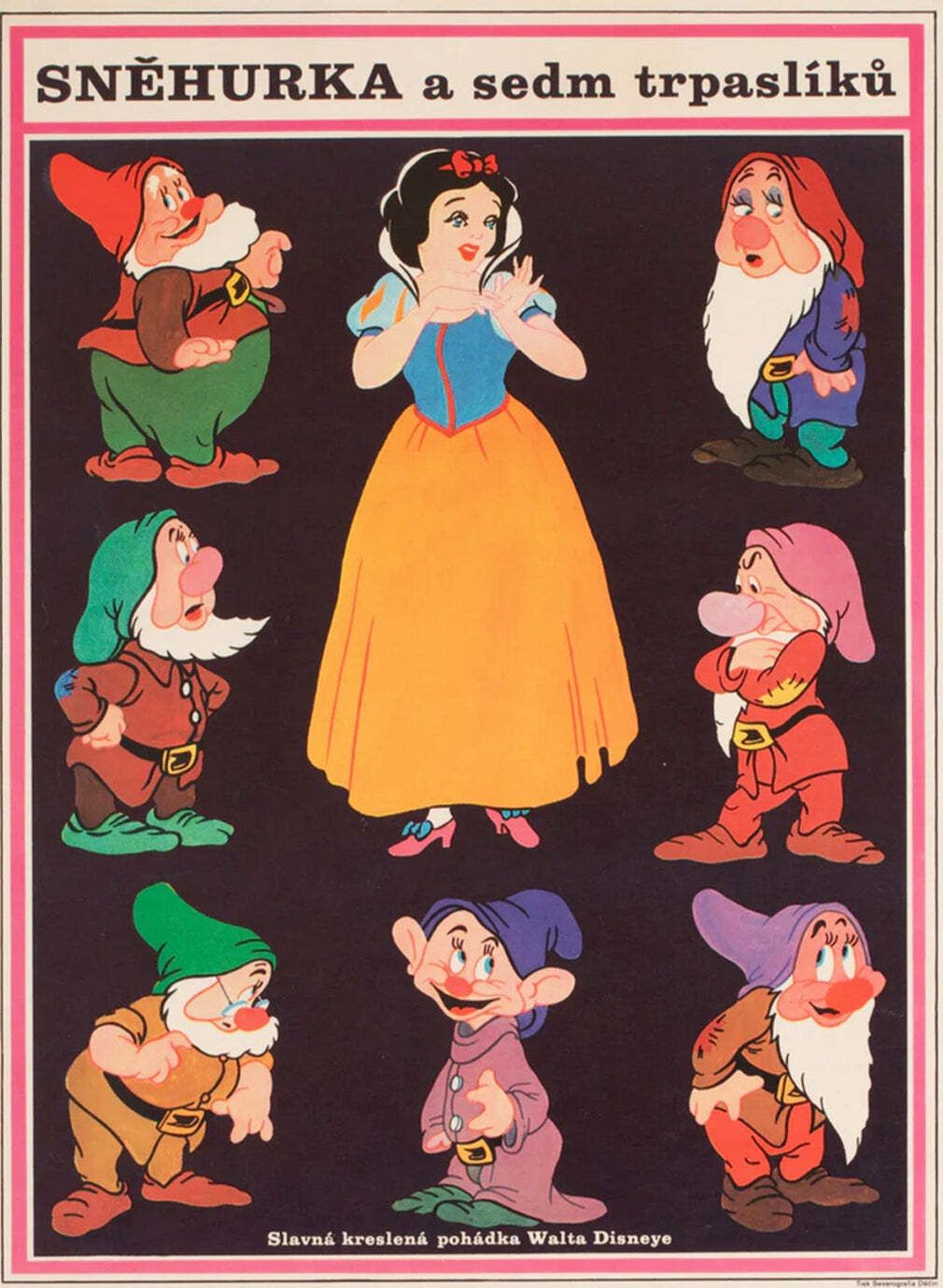 Snow White And The Seven Dwarfs (Czech) , Original Vintage Poster
