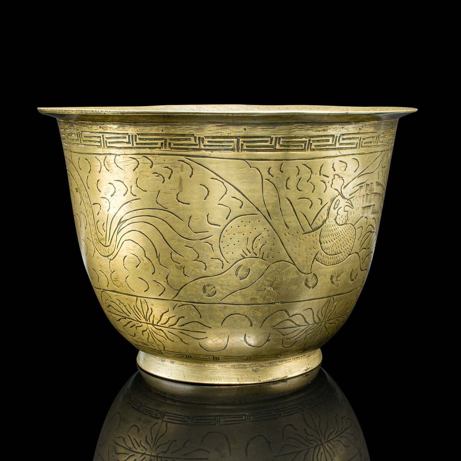 Antique Jardiniere Dish, Japanese, Meiji, Bronze, Decor, Planter Bowl, Victorian photo vinterior