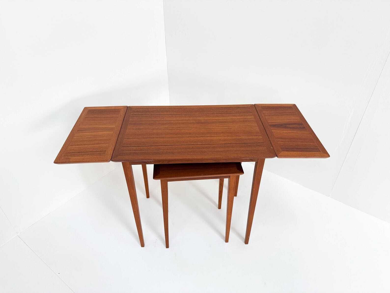 Vintage Scandinavian Nesting Table Set With Extendable Design (Set Of 2), Denmark 1960s photo vinterior