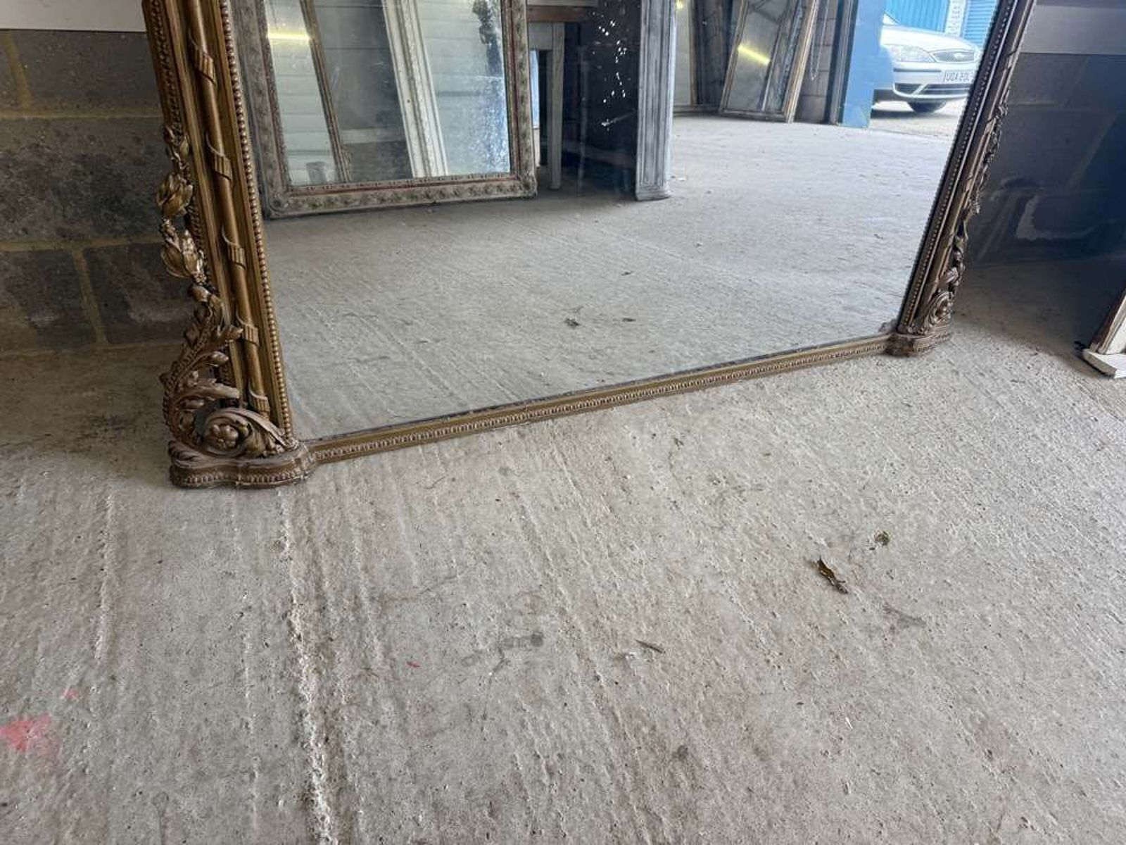An Exceptional Extra Large Antique English 19th C Arched Top Overmantlle Mirror. photo for sale