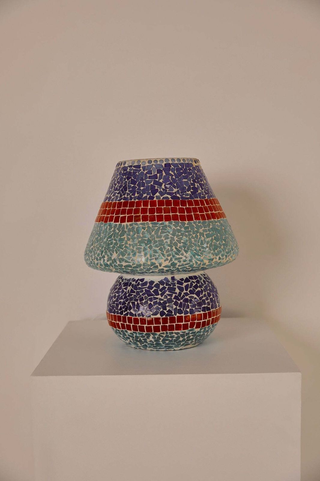 Mosaic Mushroom Lamp, 1980s, Vintage