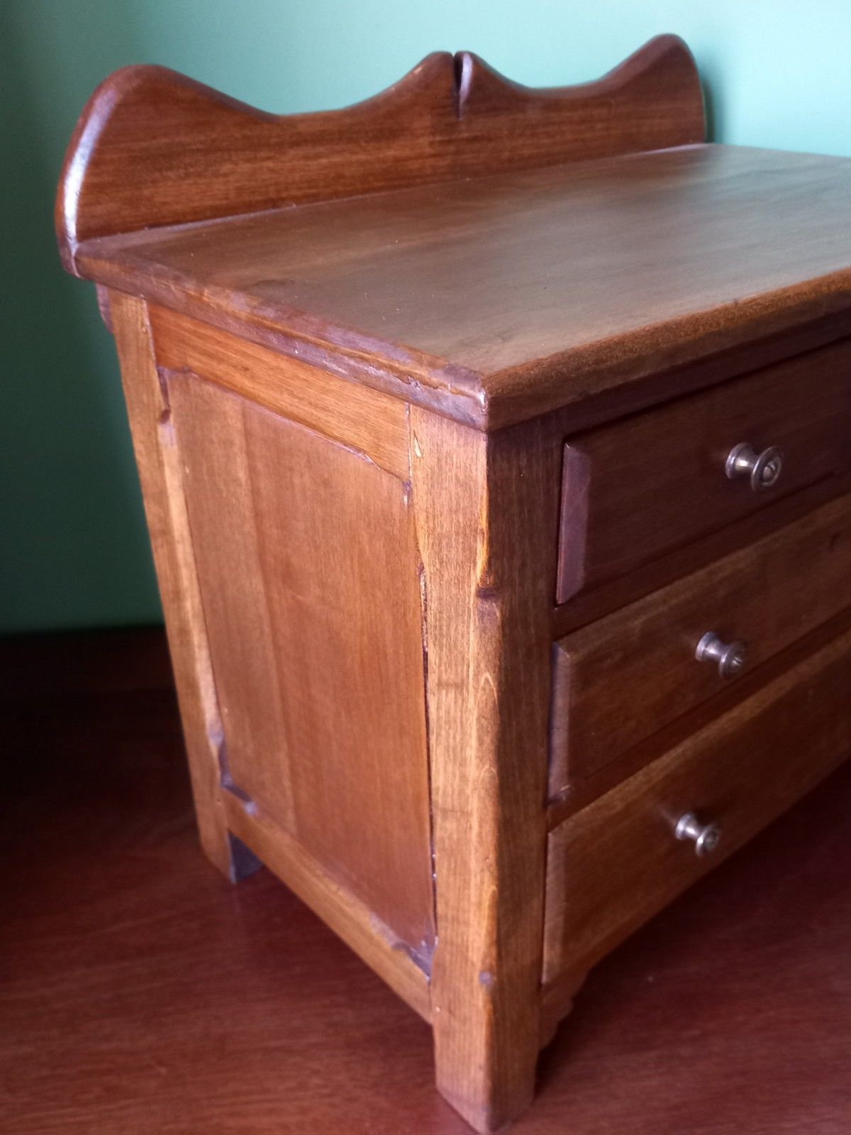 Vintage Apprentice Chest  Drawers Mixture Of Hard Woods Miniature Table Top photo 115.0
