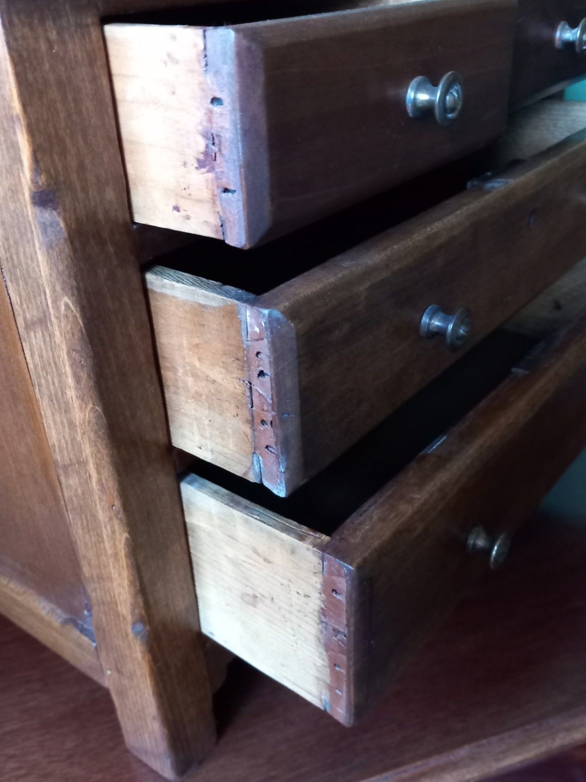 Vintage Apprentice Chest  Drawers Mixture Of Hard Woods Miniature Table Top photo vinterior
