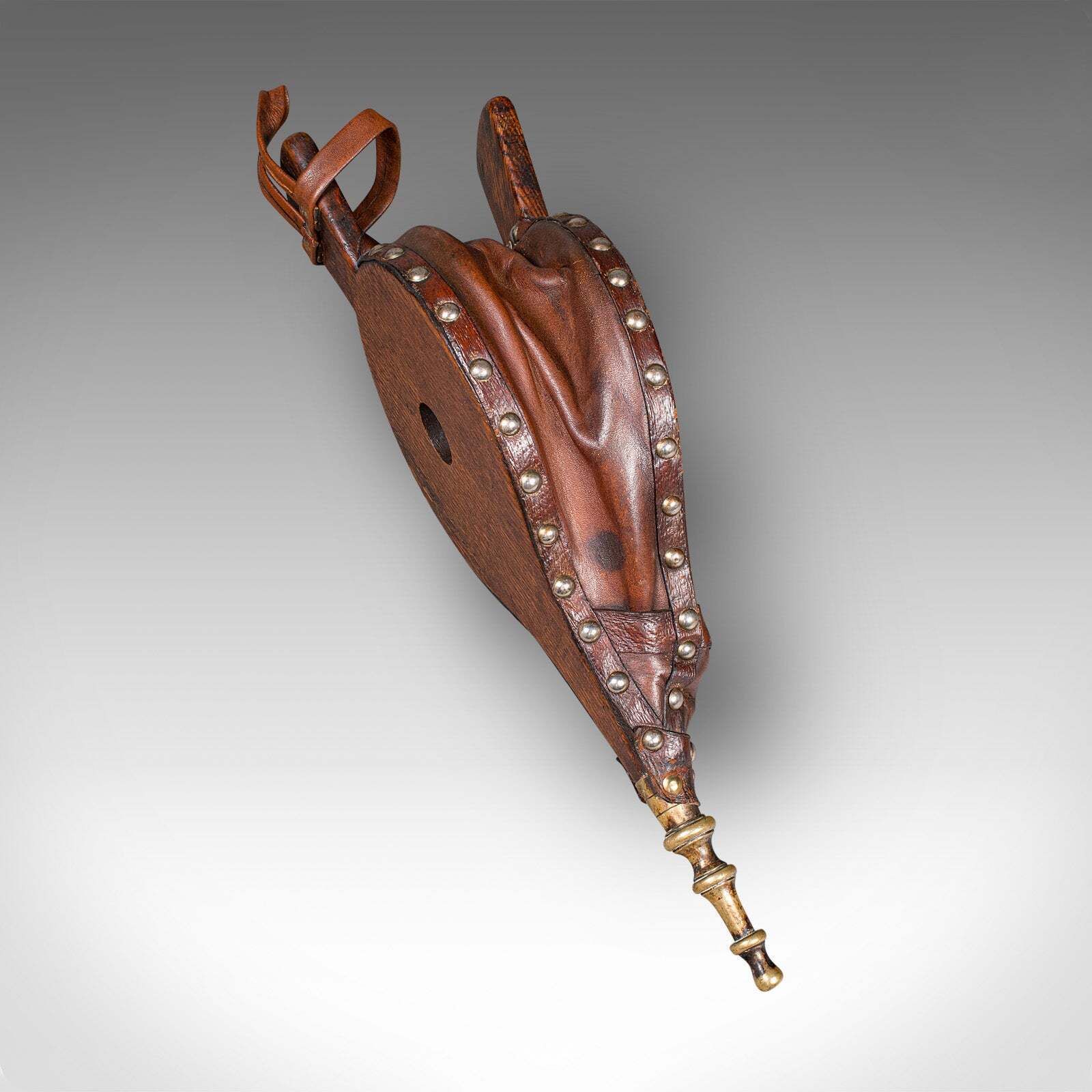 Antique Fireplace Bellows, English, Oak, Leather, Fire Tool, Victorian, C.1880 photo for sale