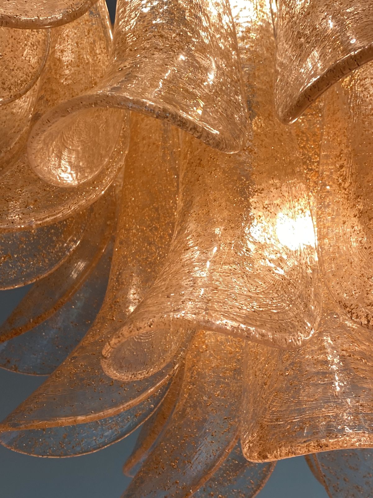 Contemporary Clear And Gold “Petali Selle” Murano Glass Chandelier In Mazzega Style photo buy