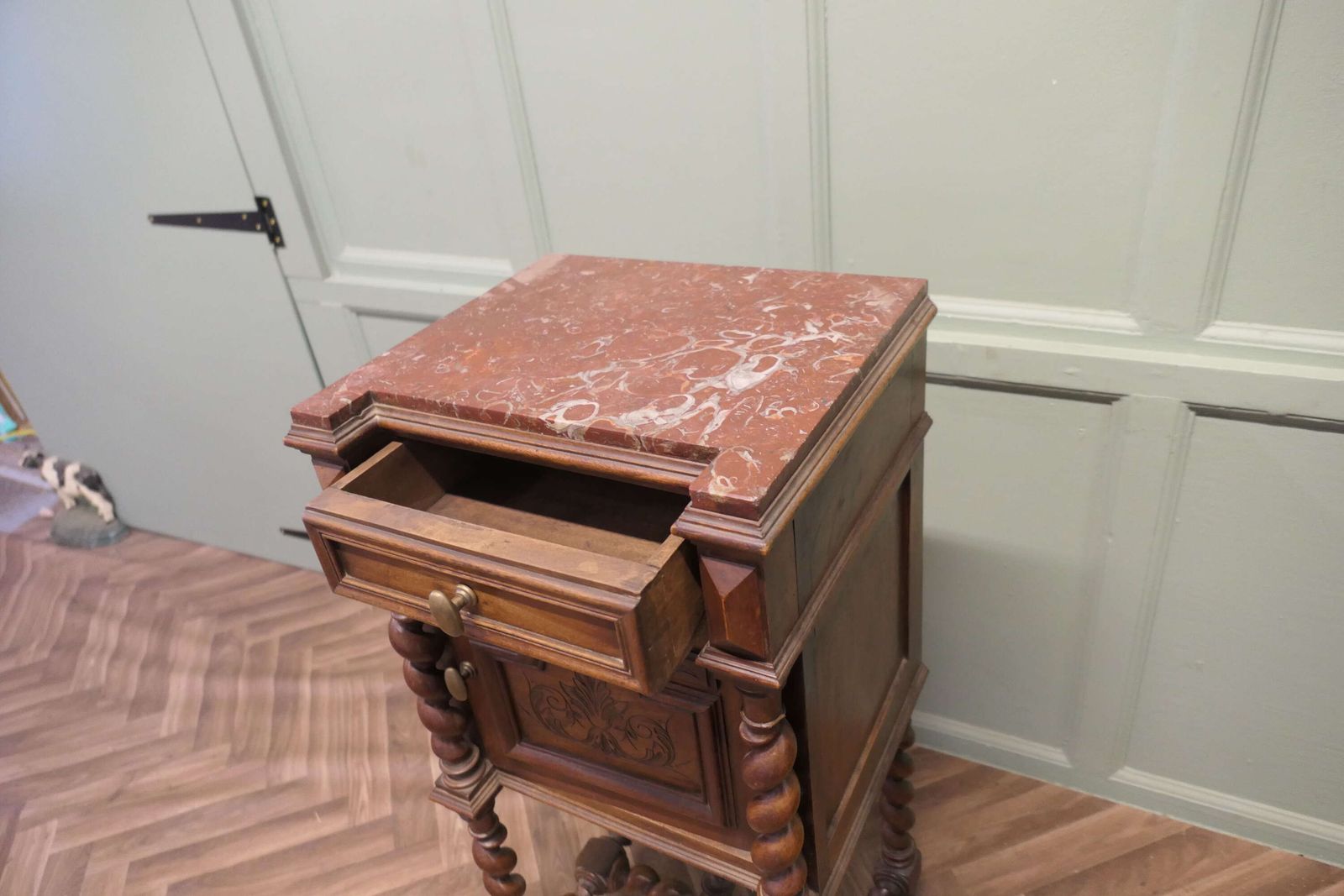 French Walnut Barley Twist Night Table Or Side Cupboard This Is A Very Attractive Piece O photo vinterior