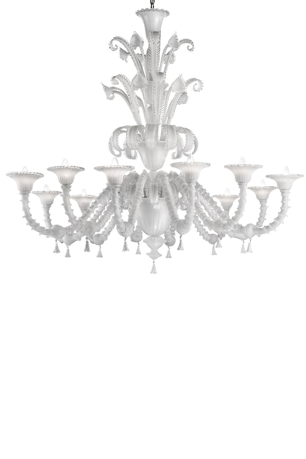 Venetian White "Cà Rezzonico" Murano Glass Chandelier photo vintage