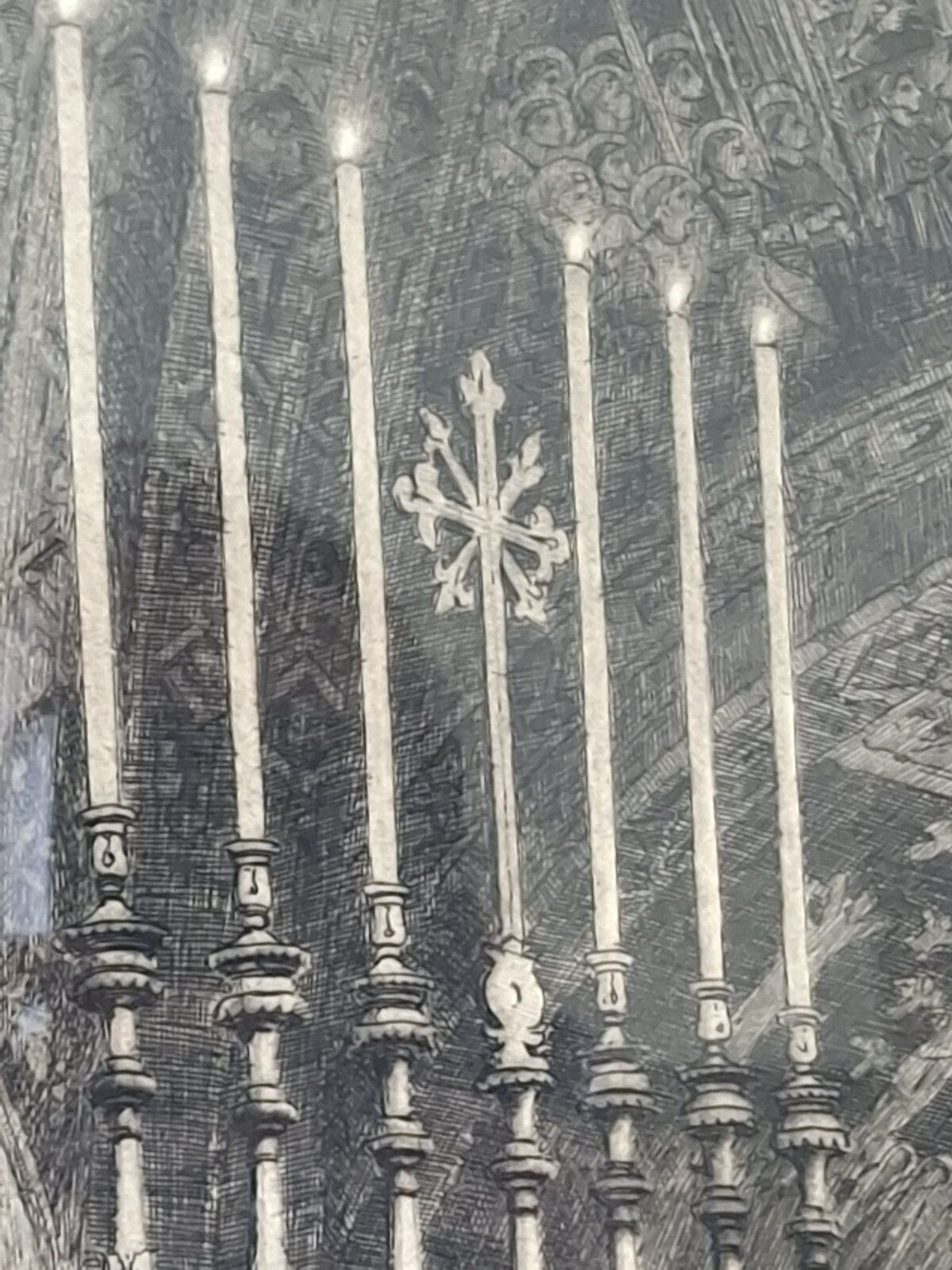 Antique Large Axel Haig Etching Interior Lower Church St Francesco Assisi 1903 photo vintage