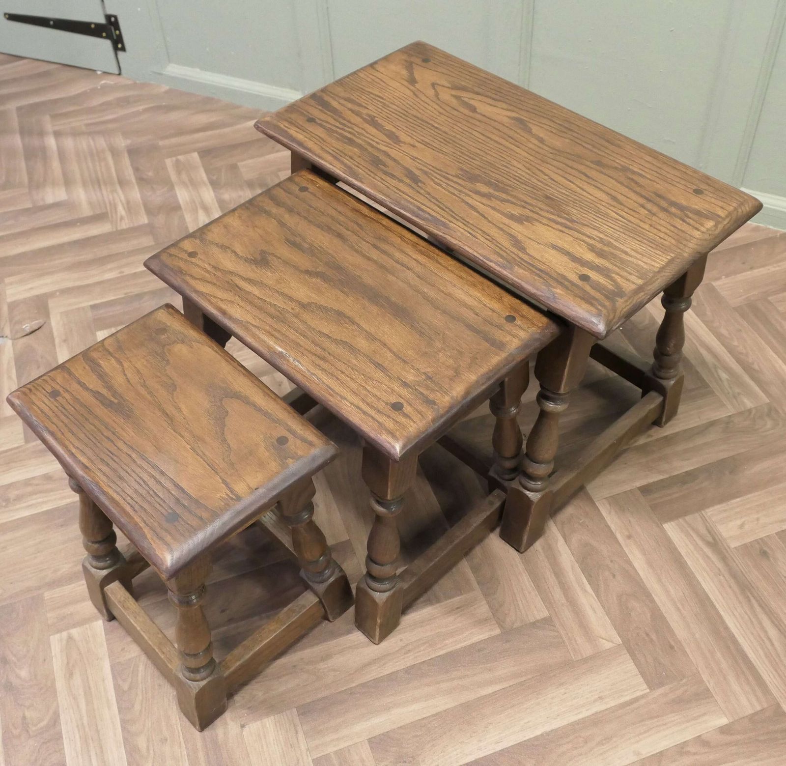Country Oak Nest Of Tables By Old Charm photo Furniture