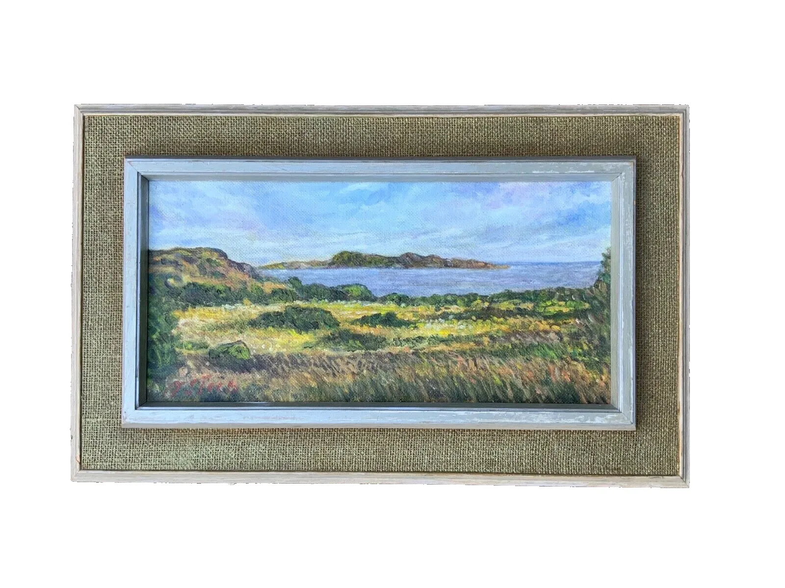 Vintage Oil On Canvas Landscape Scene”Nord Coast In Summer Day” N.Stern 1978s photo furniture