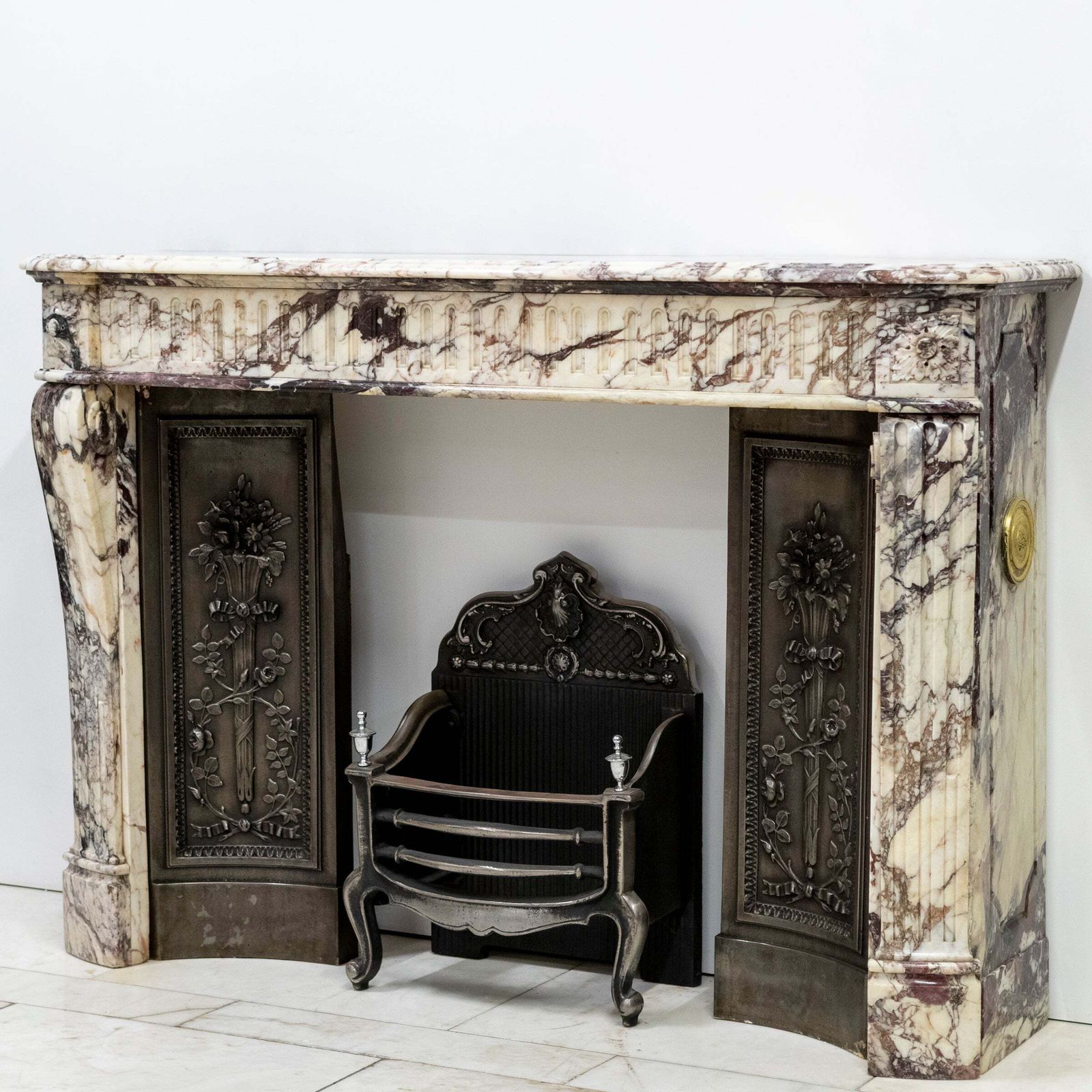 Antique 19th Century Brèche Marble Louis Style Fireplace Surround photo for sale