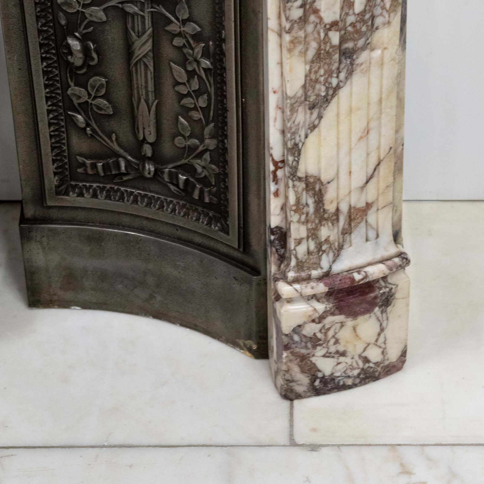 Antique 19th Century Brèche Marble Louis Style Fireplace Surround photo vintage