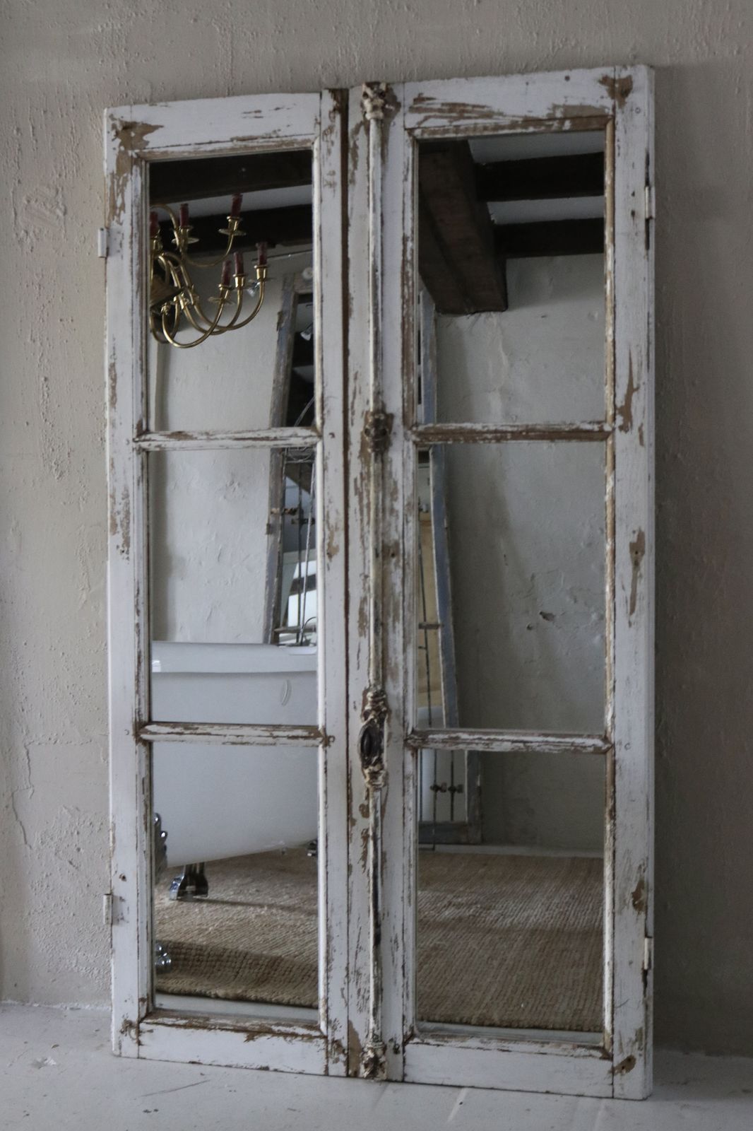 Floor Standing French Window Frame Mirrors 146 Cm High photo furniture