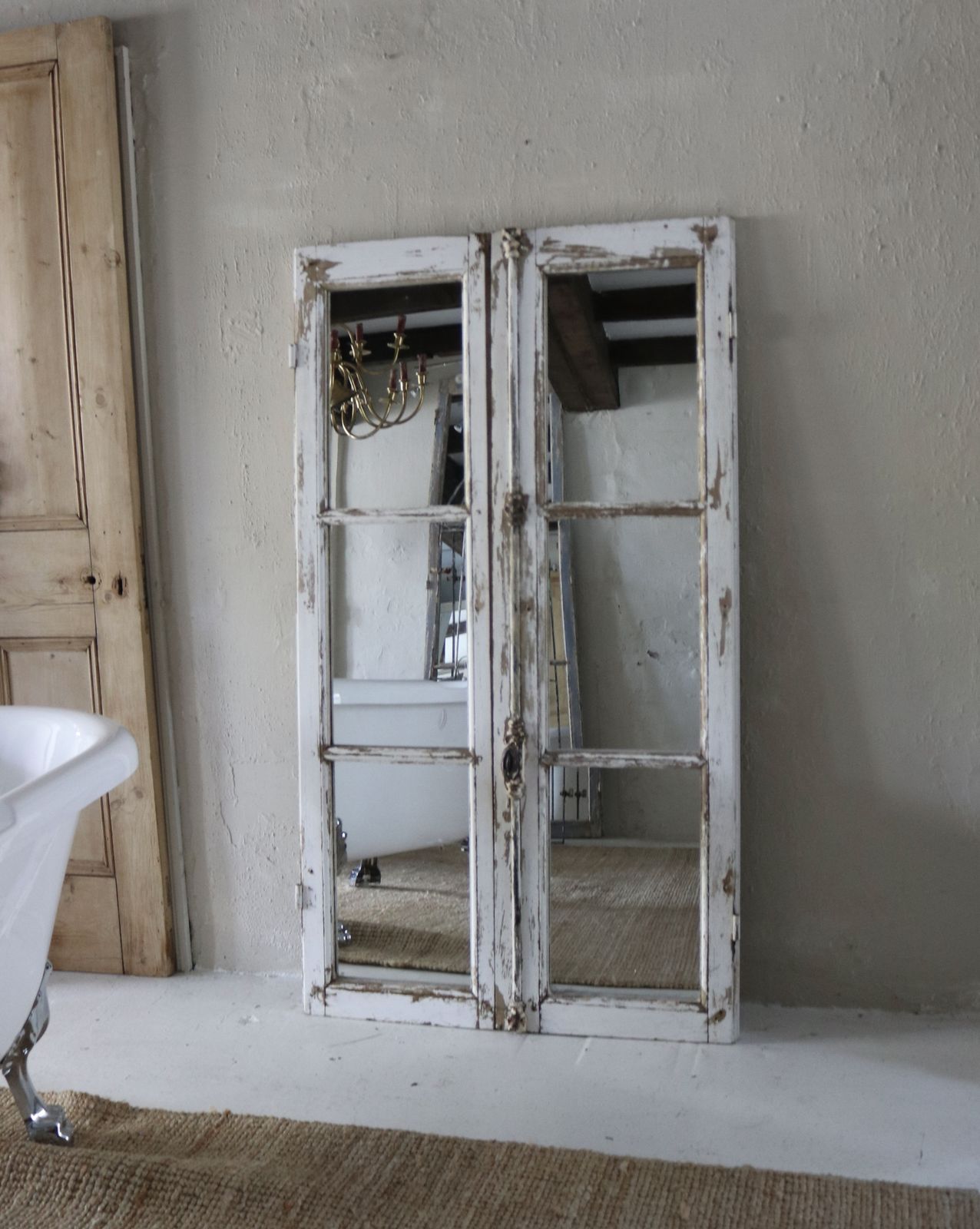 Floor Standing French Window Frame Mirrors 146 Cm High
