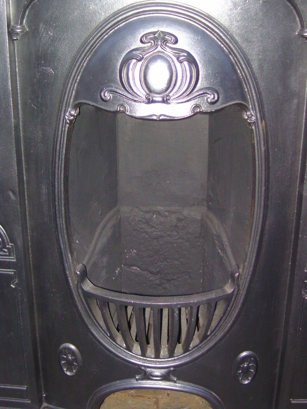 Arts And Crafts Tall Cast Iron Combination Fireplace. Fireplace Surround Antique photo for sale