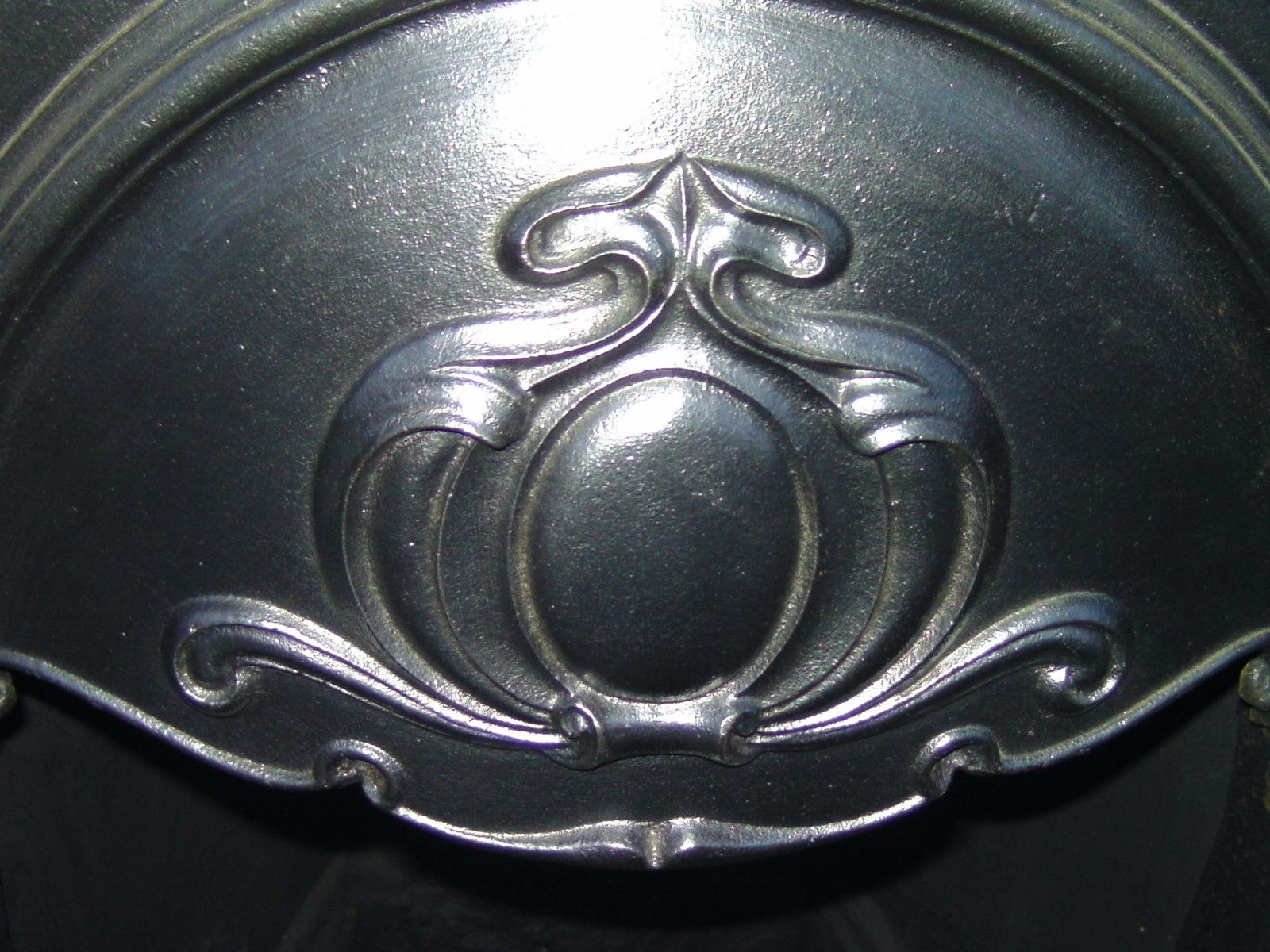 Arts And Crafts Tall Cast Iron Combination Fireplace. Fireplace Surround Antique photo vintage