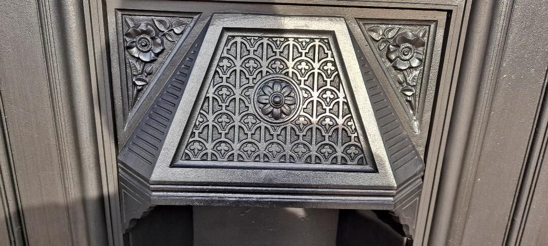 795.0 Victorian Cast Iron Combination Fireplace Original  Antique  Fireplace Surround photo