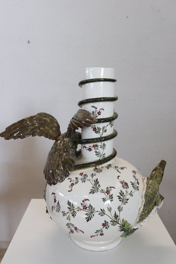 photo buy Ceramic Vase With Relief Figures Of Eagle And Crocodile, Early 20th Century