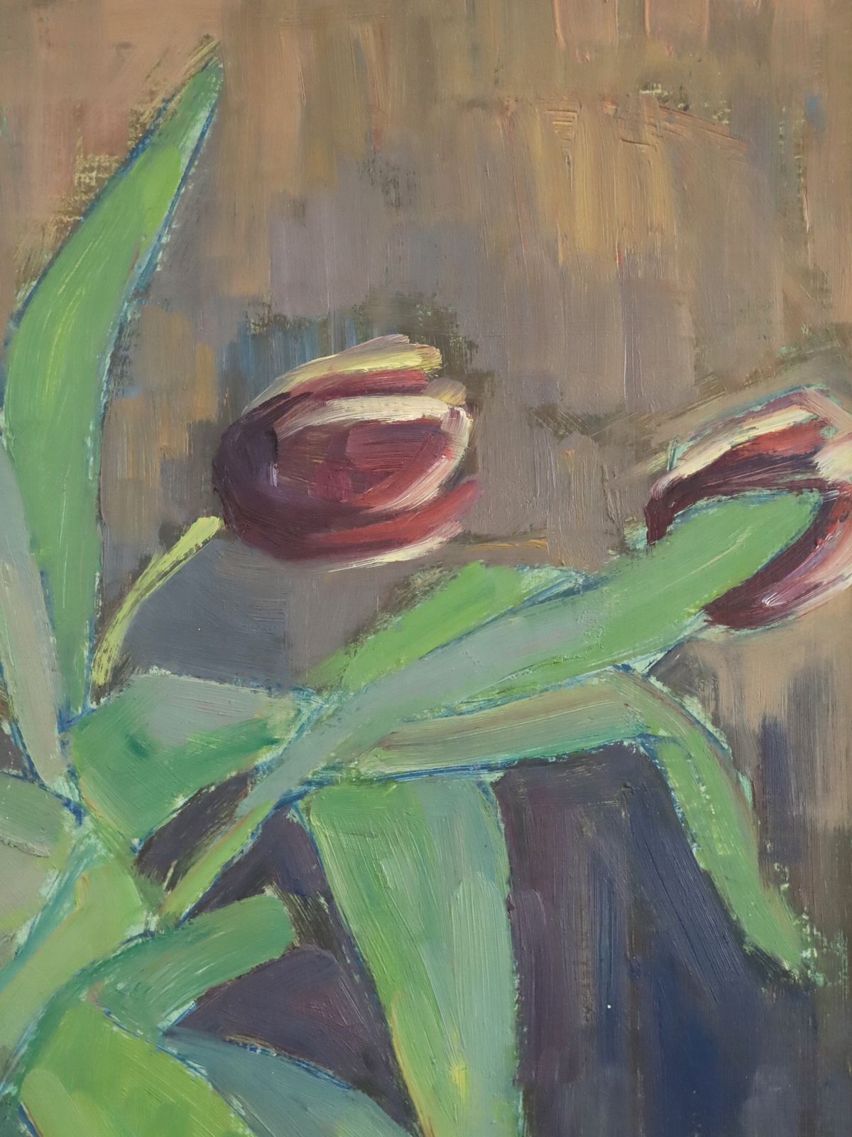 photo for sale Tulips In A Blue Vase Oil Painting