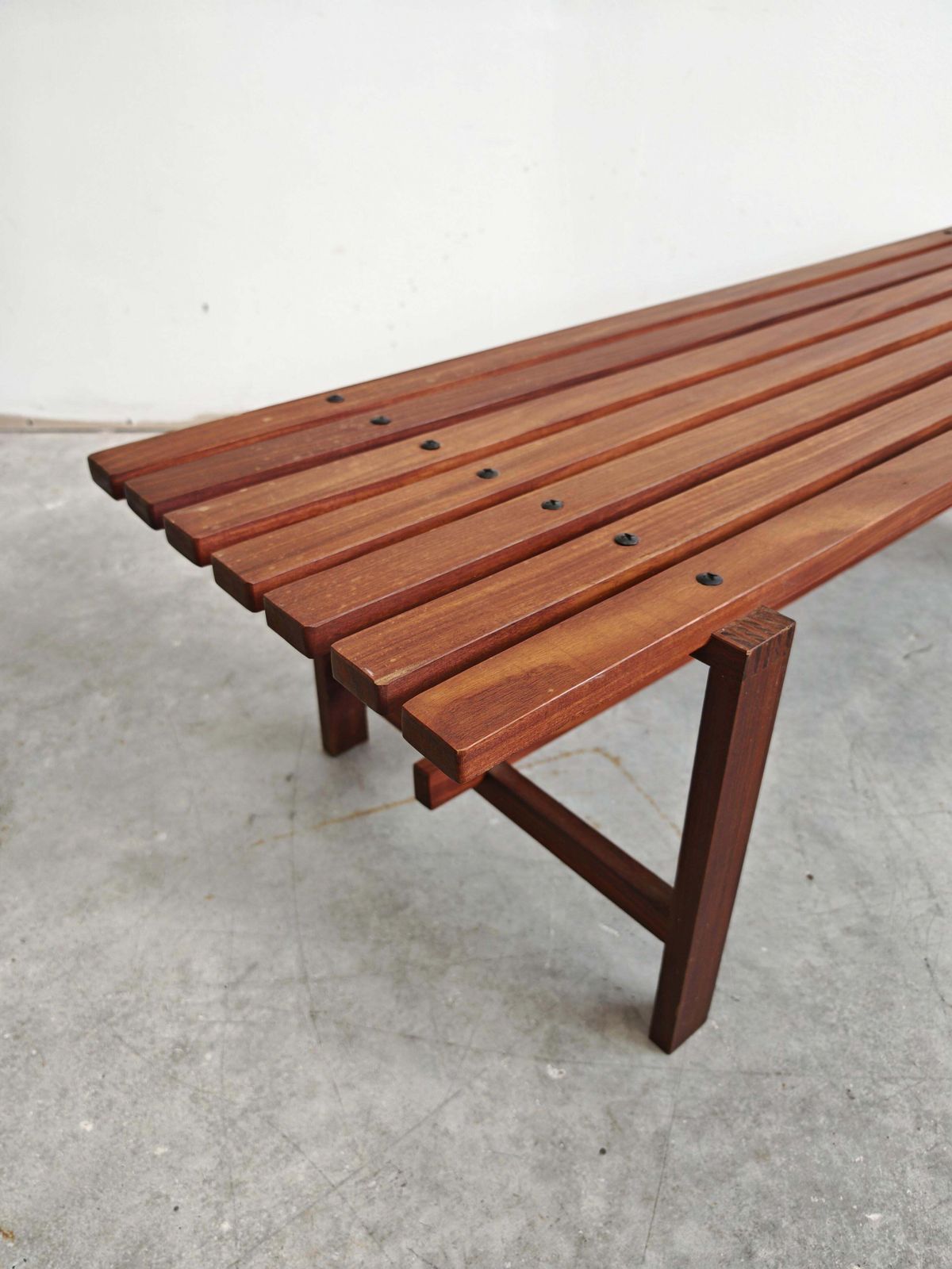 photo for sale Mid Century Modern Bench In Solid Teak, Denmark 1960s