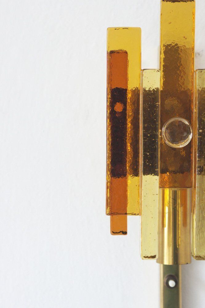 Stacked Glass And Brass Wall Sconce By Svend Aage Holm Sørensen For Hassel & Teudt, 1960s photo for sale