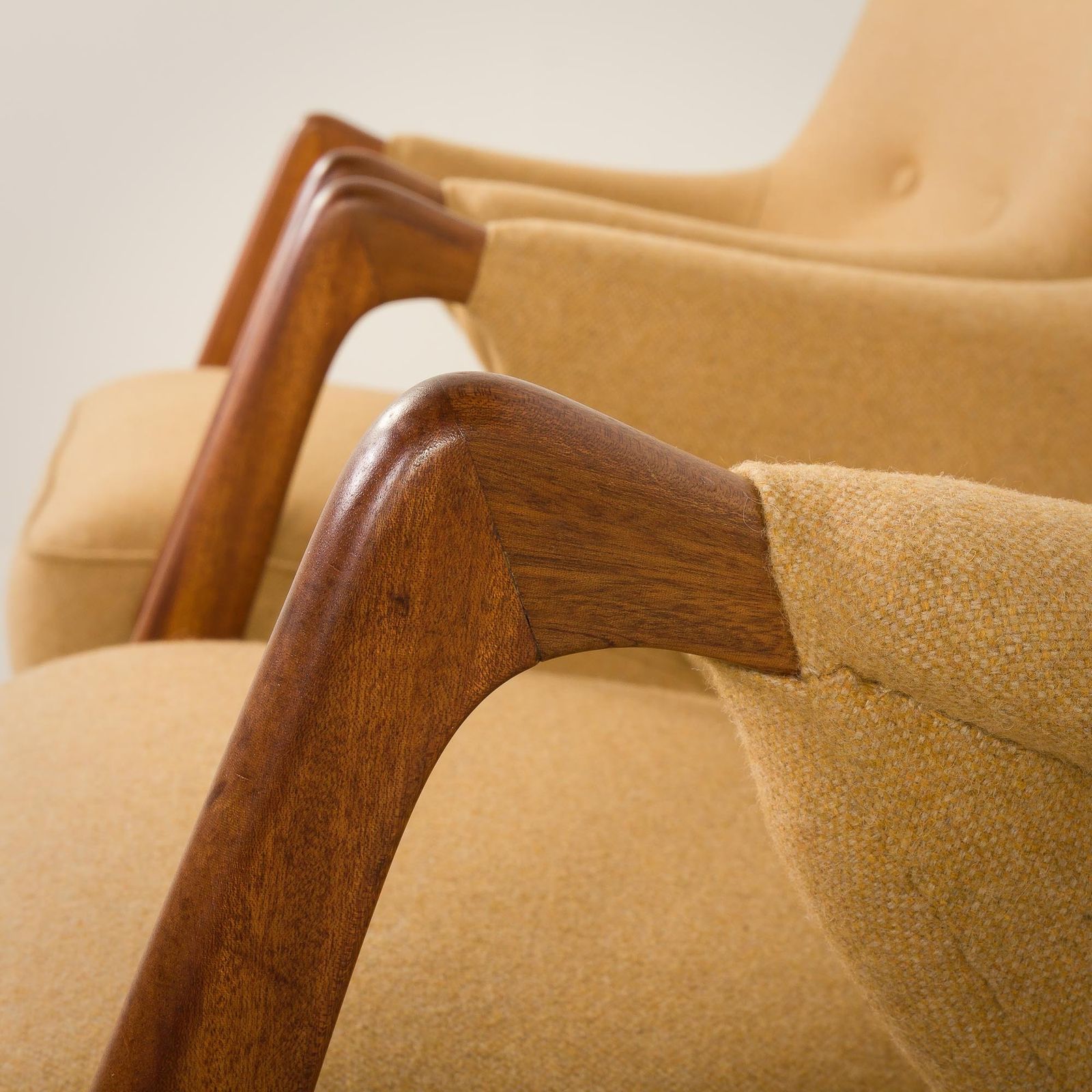 Scandinavian Mid Century Lounge Chairs In Teak And Wool, Set Of 2, 1960s photo vintage