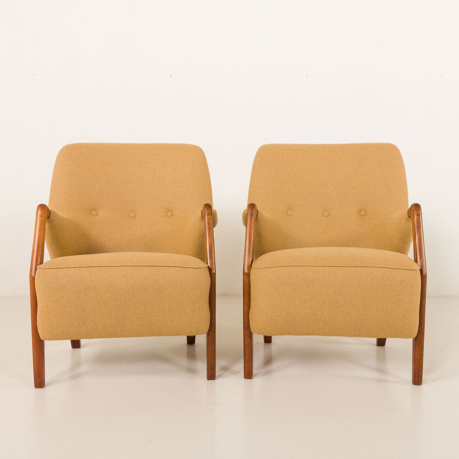 photo furniture Scandinavian Mid Century Lounge Chairs In Teak And Wool, Set Of 2, 1960s