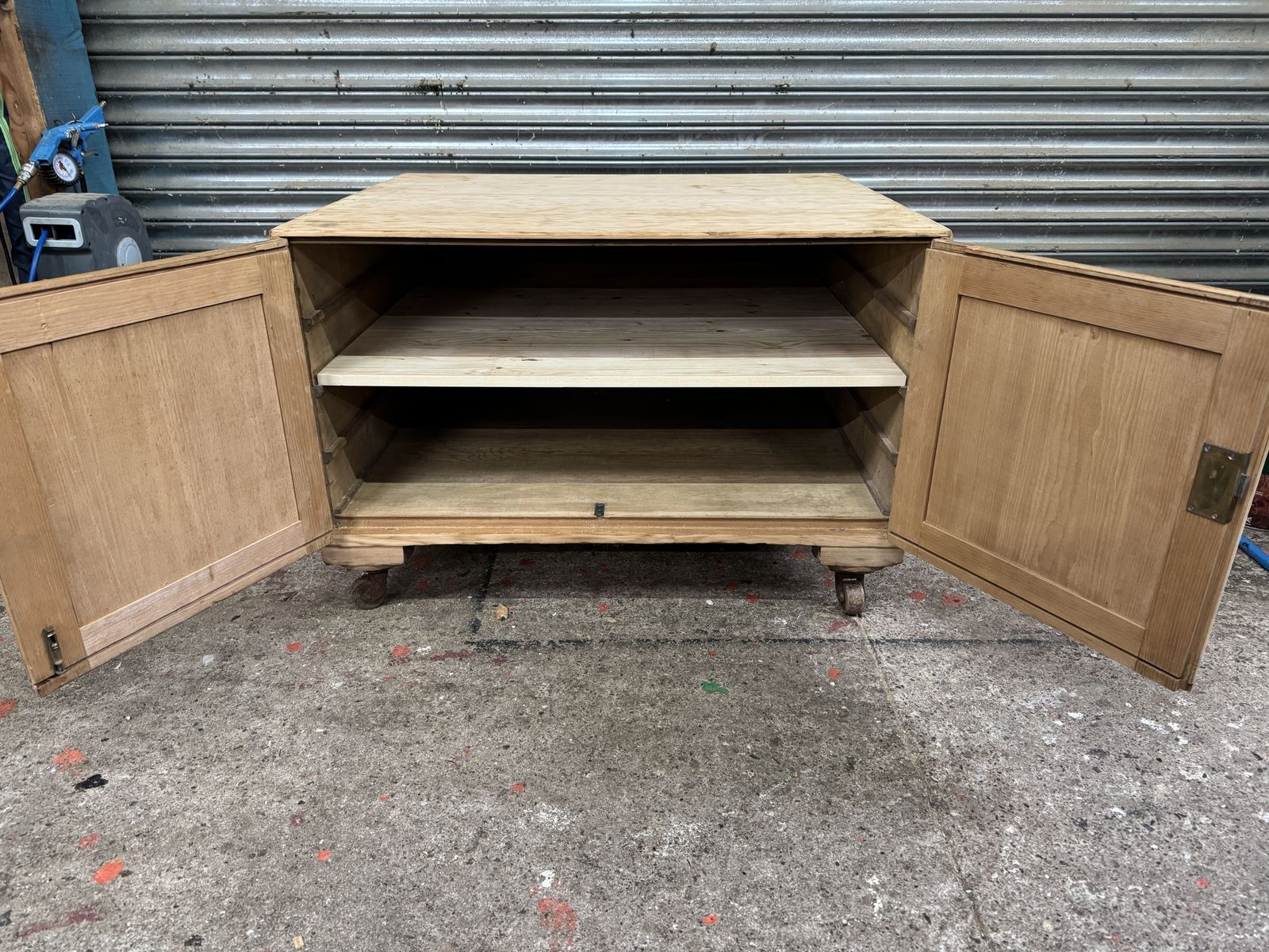 One Of A Kind Antique Pine Blanket Box/Cupboard Ready For Finish   Wax/Paint photo Furniture