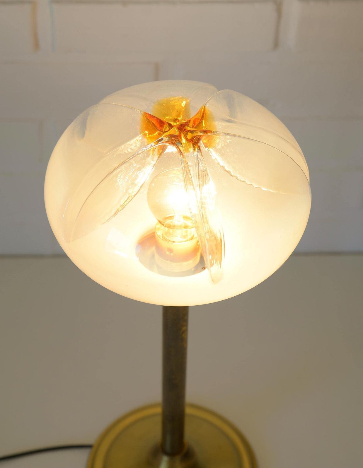 Mazzega Vintage Desk Lamp / Murano Glass Mushroom Floor Lamp / Mid Century Modern Table Light 1970's photo for sale