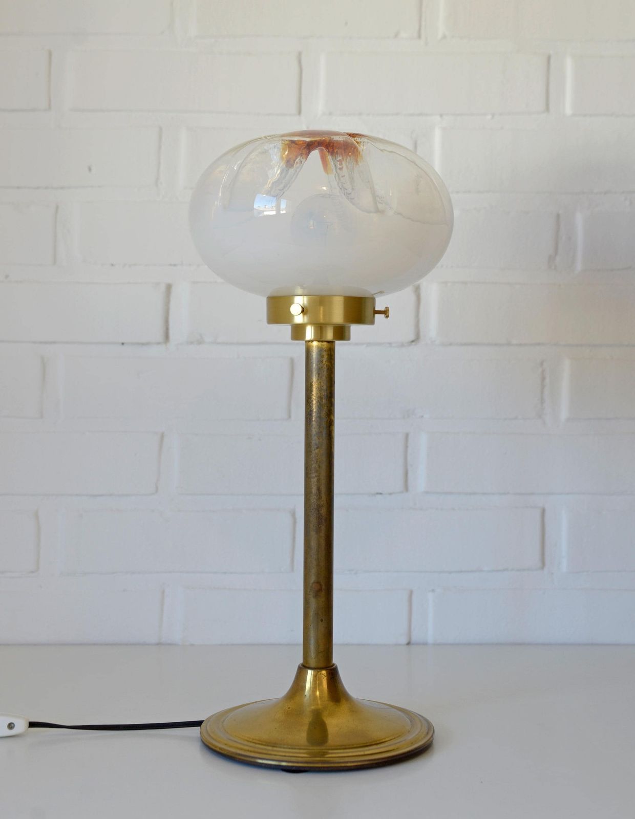 Mazzega Vintage Desk Lamp / Murano Glass Mushroom Floor Lamp / Mid Century Modern Table Light 1970's photo Lighting