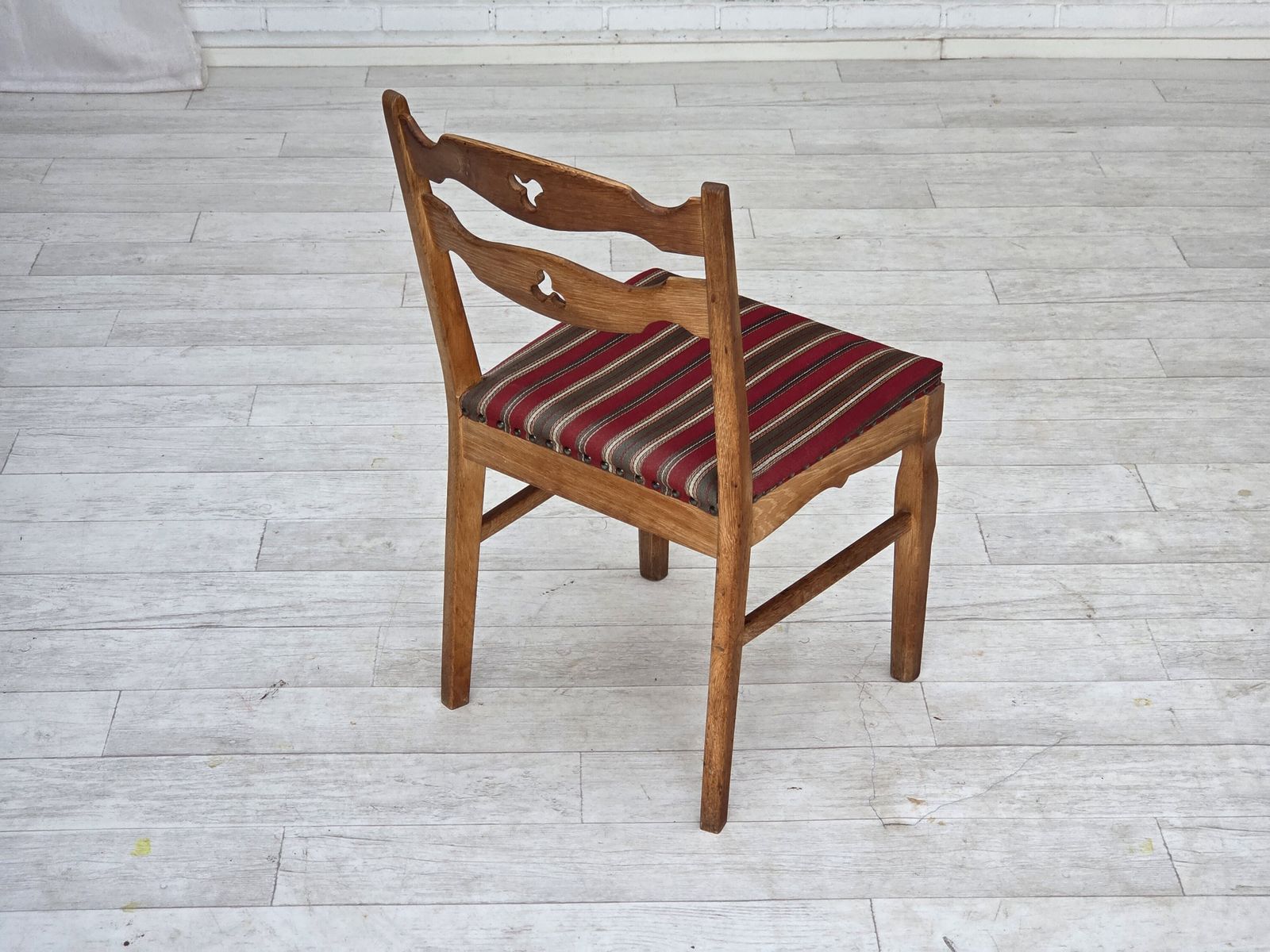 Furniture 1960s, Set Of 4 Pcs Danish Dining Chairs, Furniture Wool, Solid Oak Wood. photo