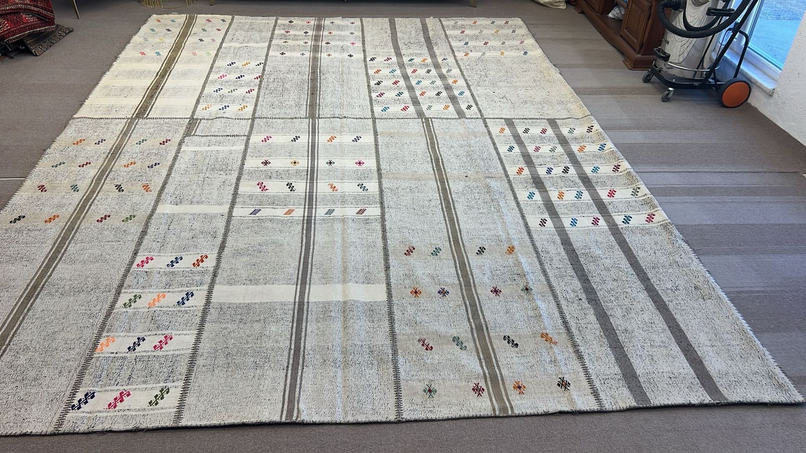 10.4x14 Ft Maritime Cotton Mediterranean Kilim Carpet photo buy