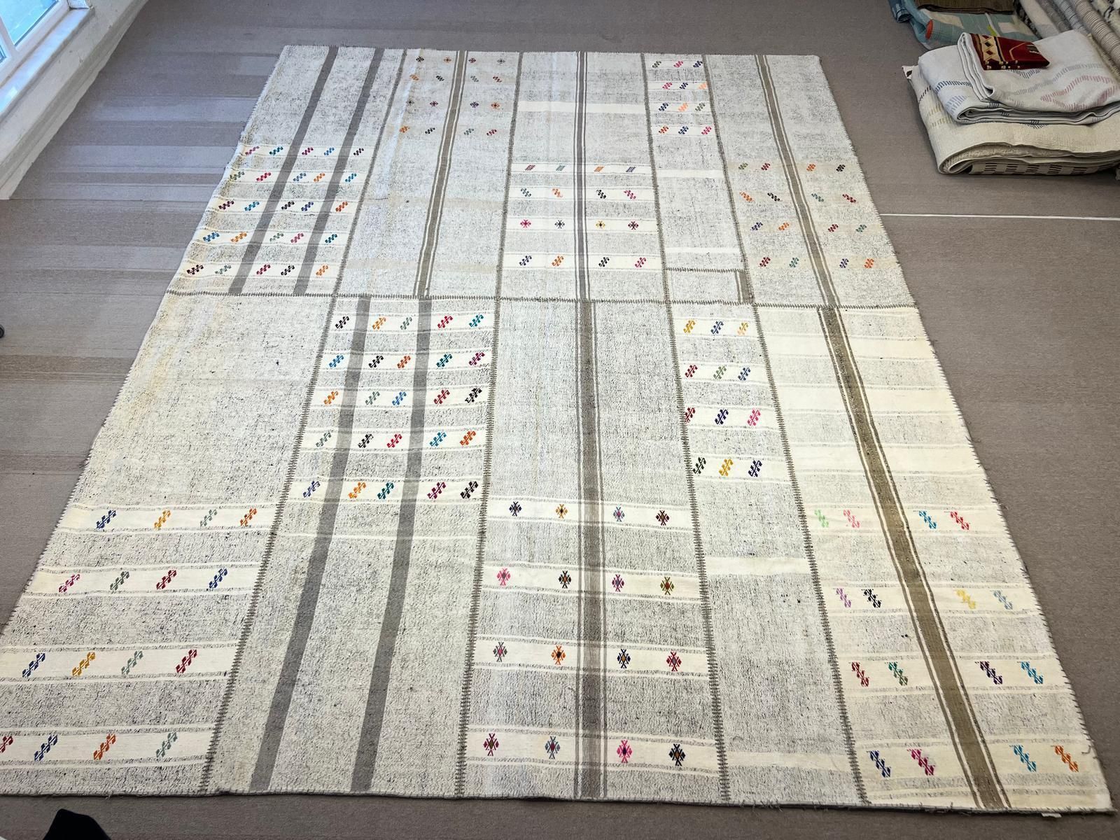 photo for sale 10.4x14 Ft Maritime Cotton Mediterranean Kilim Carpet