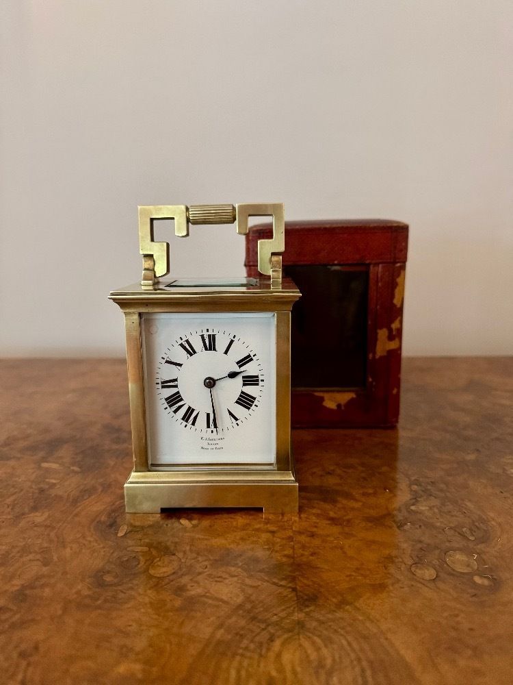 Outstanding Quality Antique French Brass Striking Carriage Clock