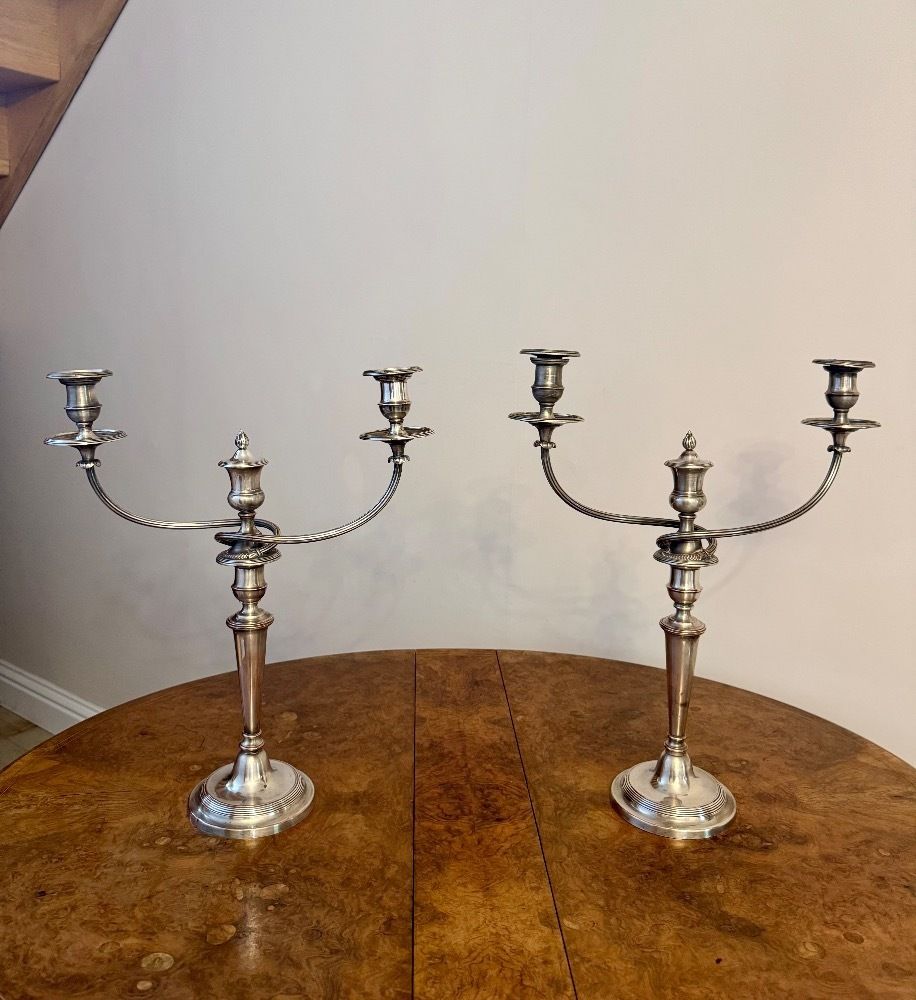 Outstanding Quality Pair Of Victorian Silver Plated Candelabras
