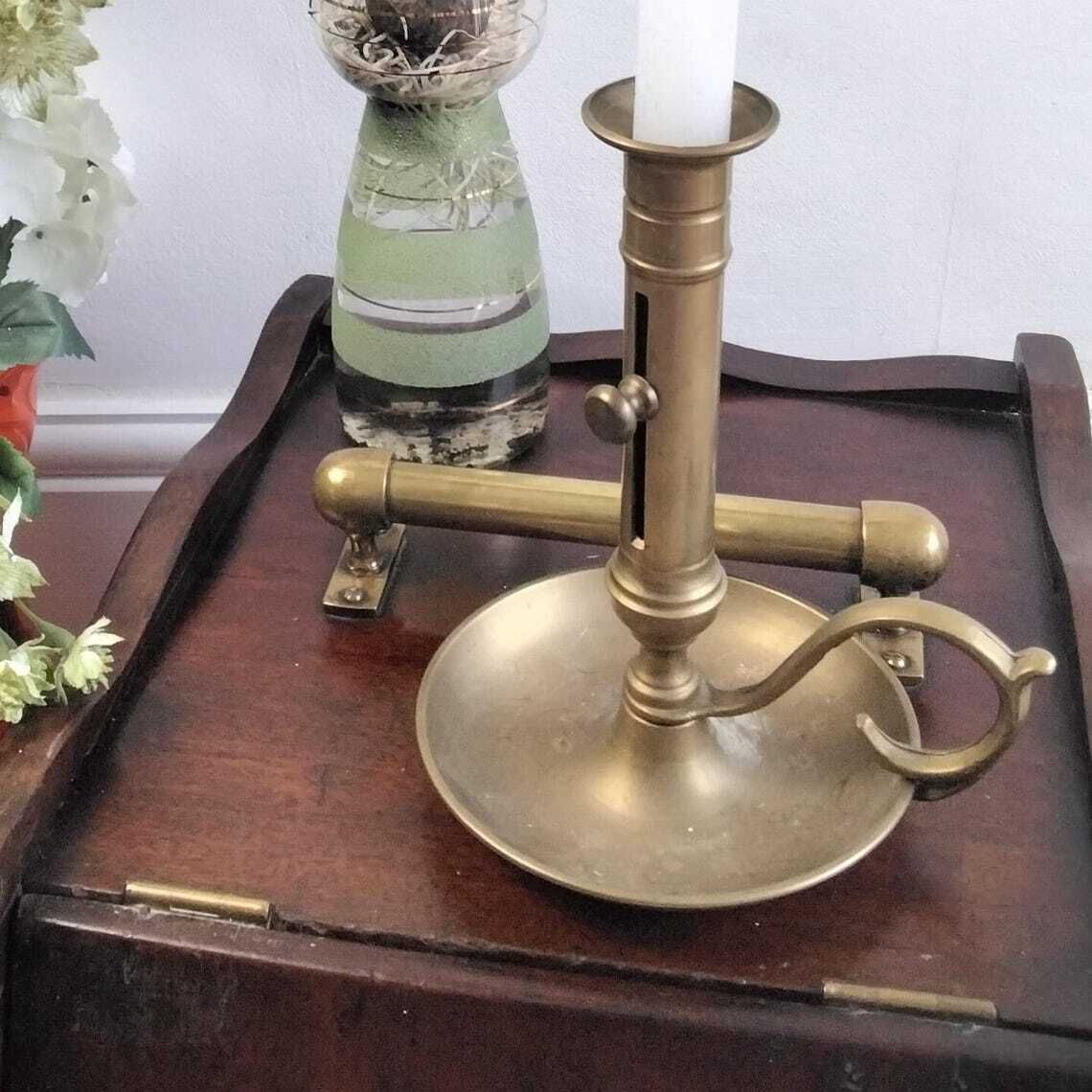 French Brass Wee Willie Winkie Candlestick Brass Candleholder photo furniture