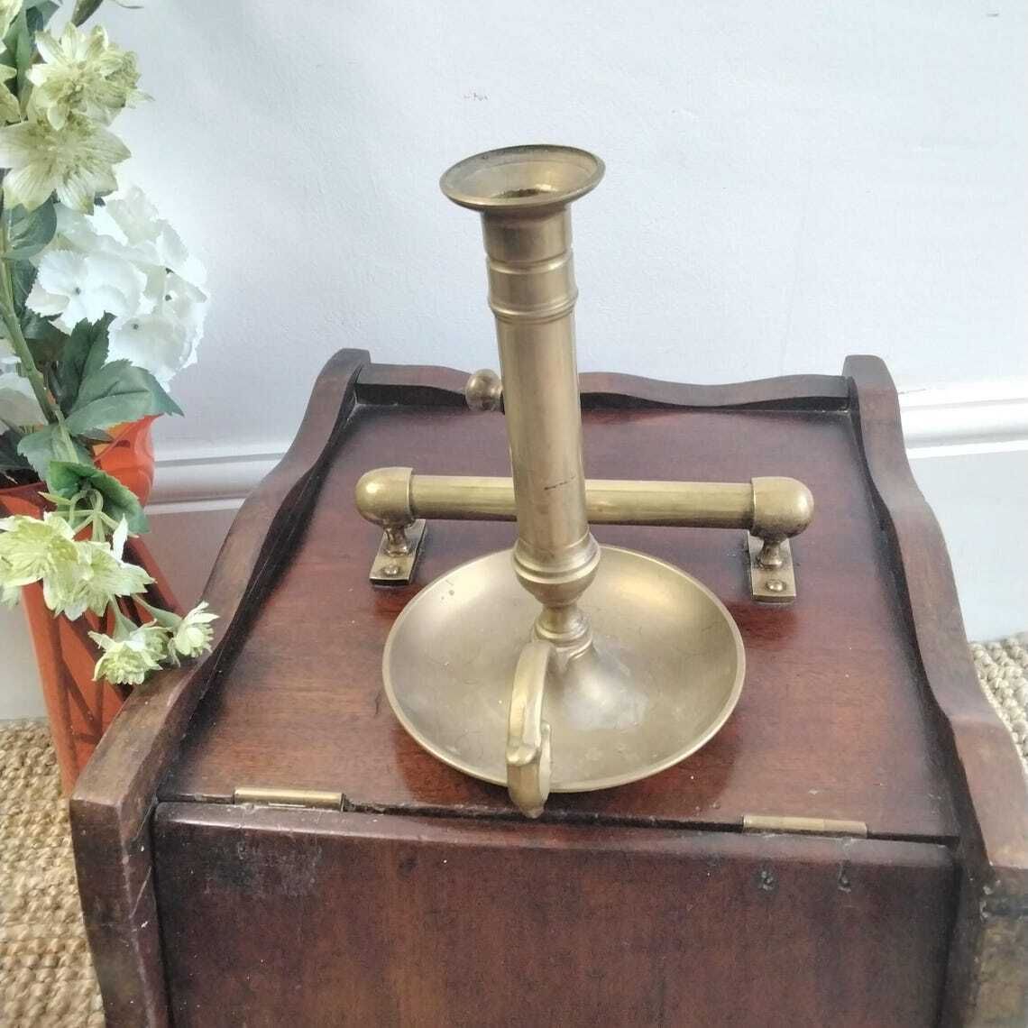 French Brass Wee Willie Winkie Candlestick Brass Candleholder photo buy