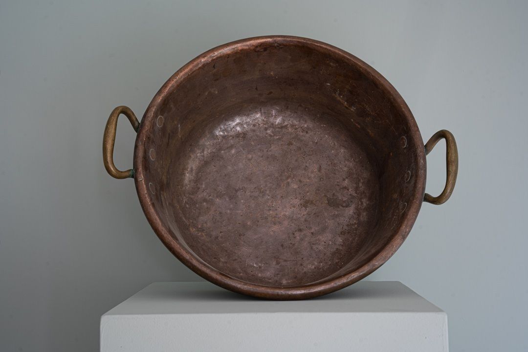Antique Copper Pot Planter photo for sale